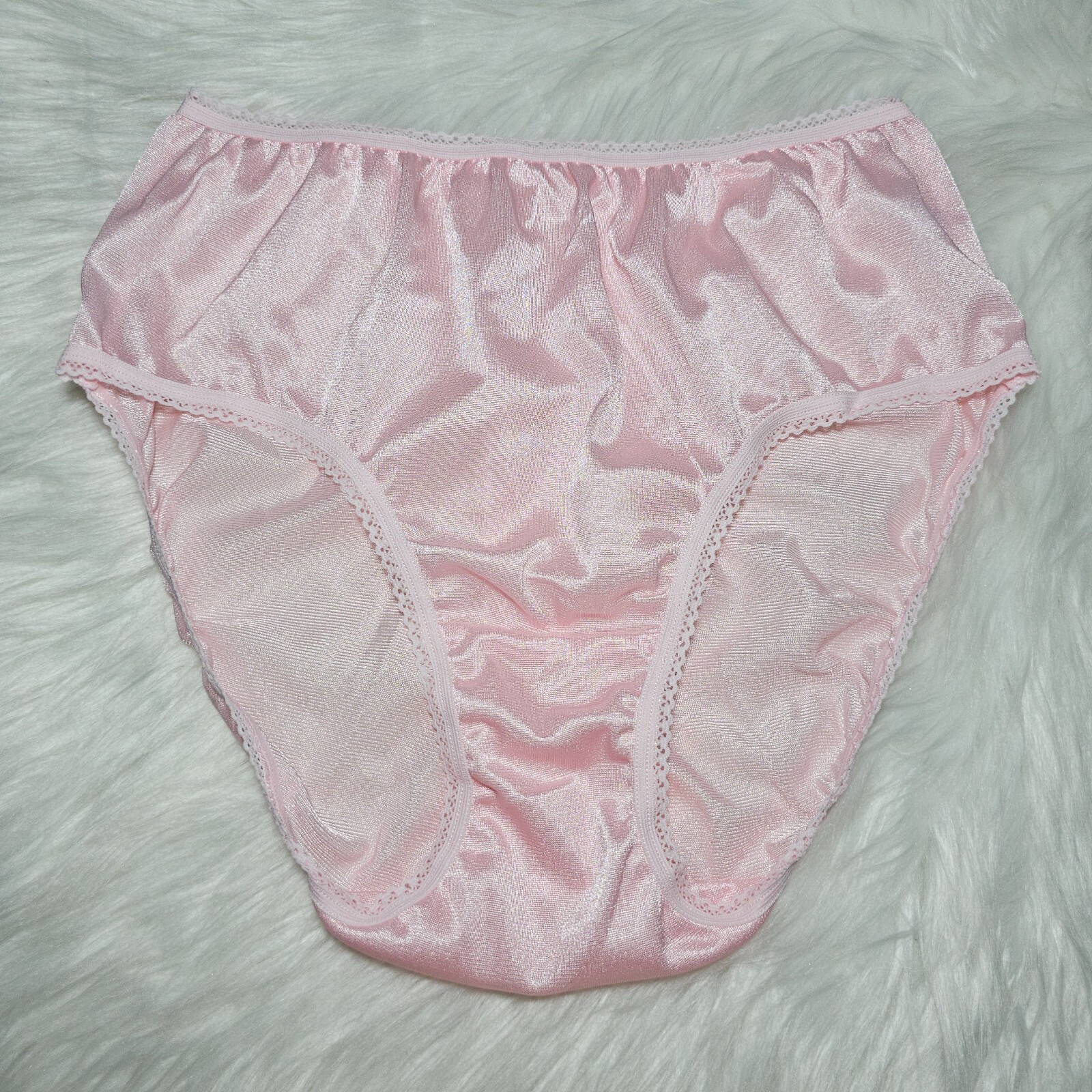 Vintage Silky Pink Panty 100% Nylon Sissy Sheer Brief Size 6-7 Hip 35-39″