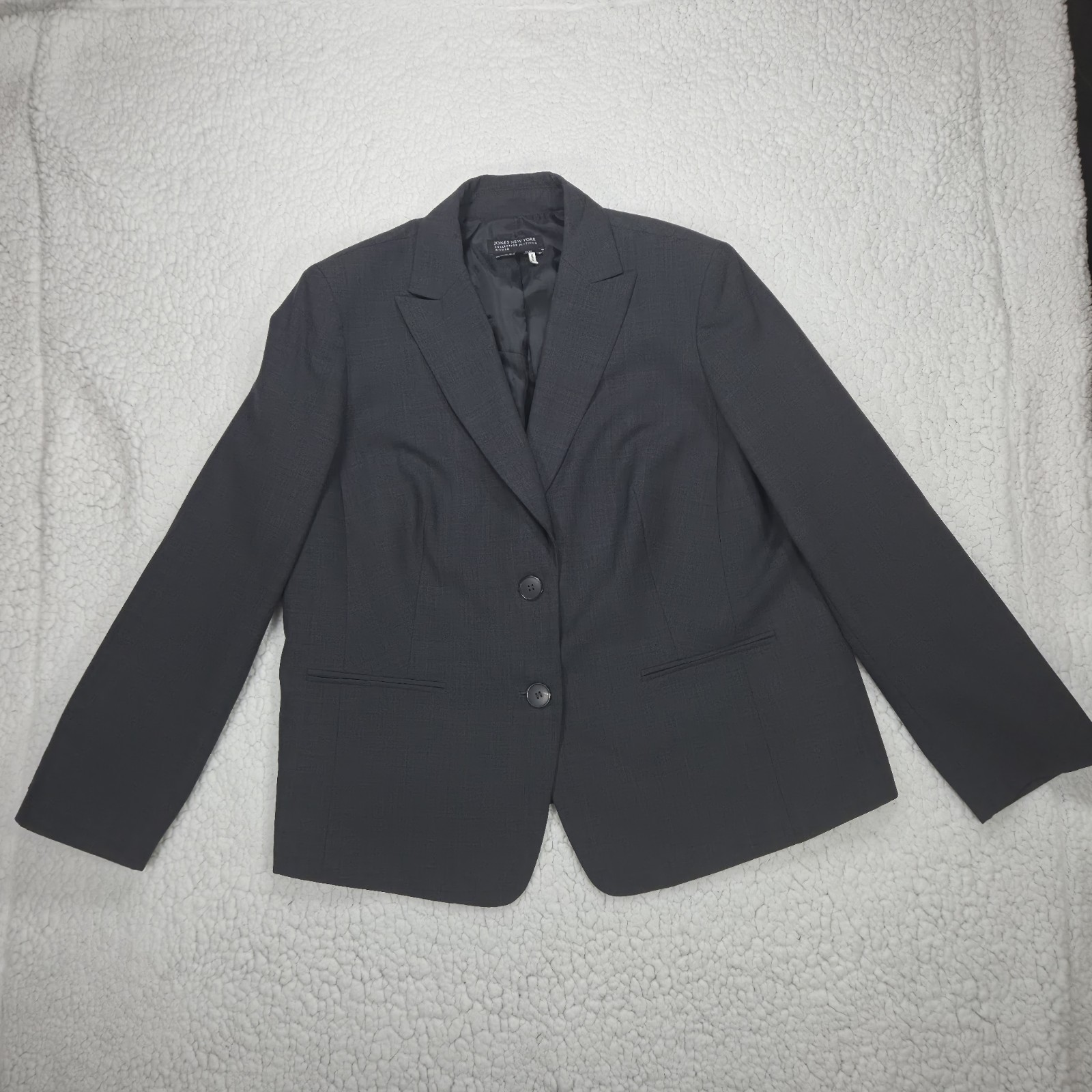 Jones New York Blazer Size 18 Lined Black 2 Button Business Classic Easy Care
