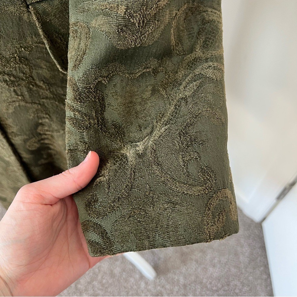 Giacca Gallery Vintage 90s/Y2K Dark Green Embroidered Boho Jacket Faux Fur 🦚