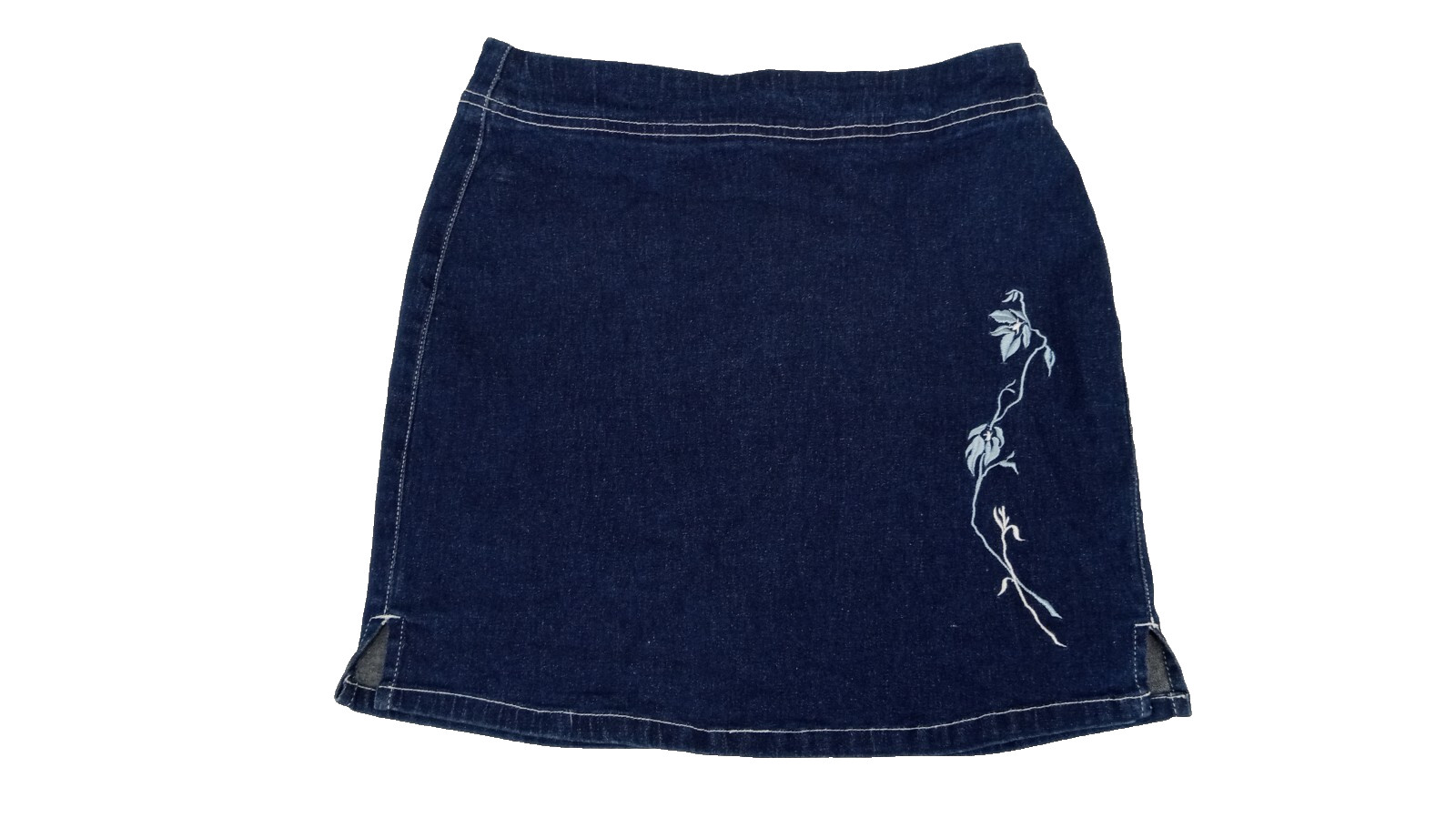 Route 66 Vintage Women’s Blue Denim Jeans Spandex Skirt Embroidered 7/8