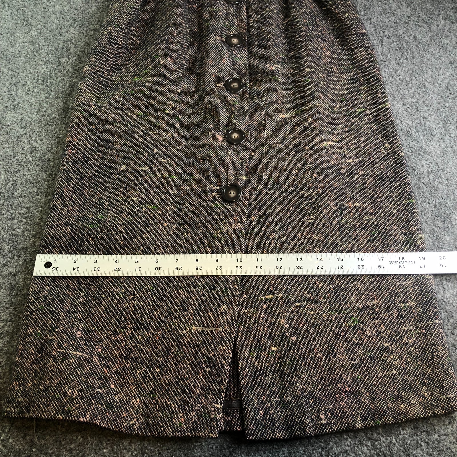 True Vintage 60s Nelly de Grab Skirt 26 Brown Wool Tweed Speckle 50s 70s Pockets