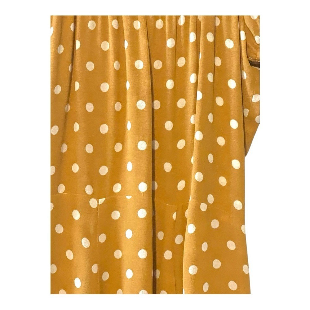 Reformation Polka Dot Mini Dress Mustard Yellow Puff Sleeve Smocked Waist size 0
