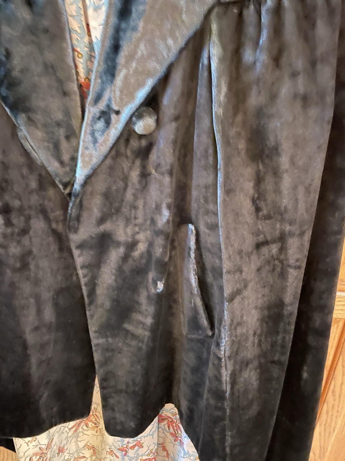 VTG 1930s Velvet Opera Cape Cloak Art Deco Floral Rayon Satin Lining &Belt Black