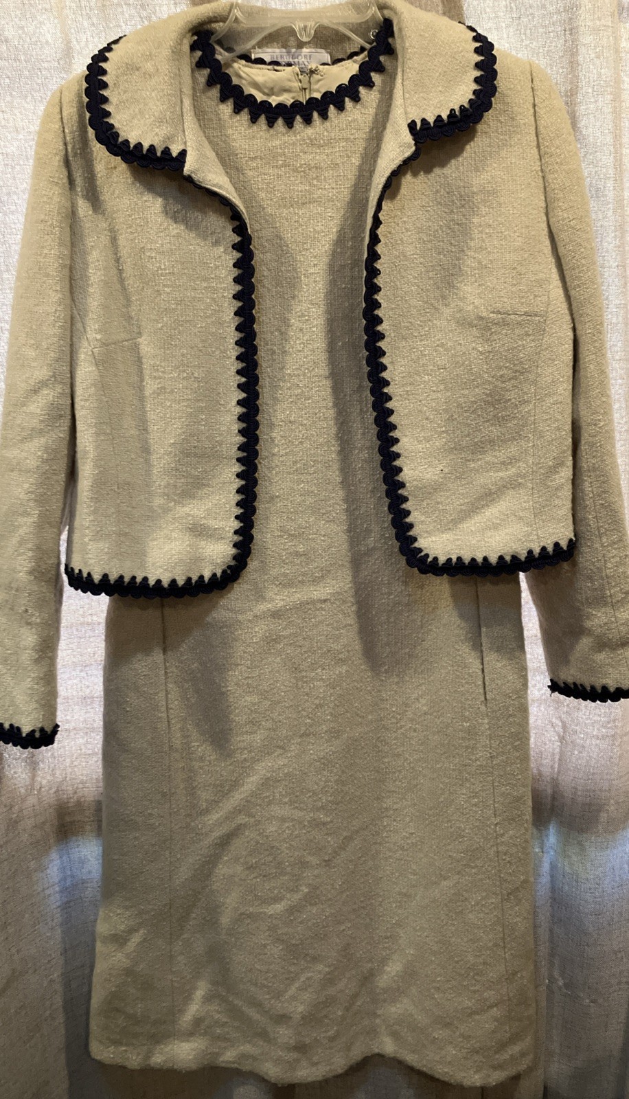 VTG 1960s (???) Cream Tweed Jacket Dress set Bergdorf Goodman Custom Casuals