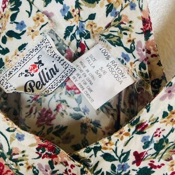 Pellini VTG 90s Y2K Floral Romper Size 5/6 Junior Cottagecore Pleated Pockets