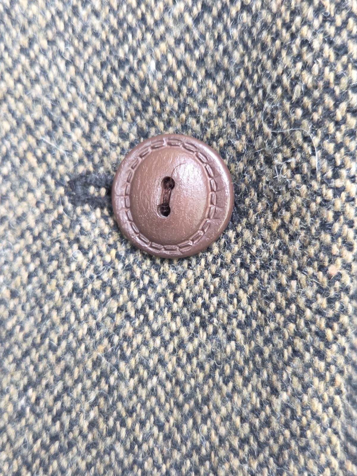 Vtg 1990s Equestrian Riding Wool Blazer Tweed Leather Lapels Size L Express