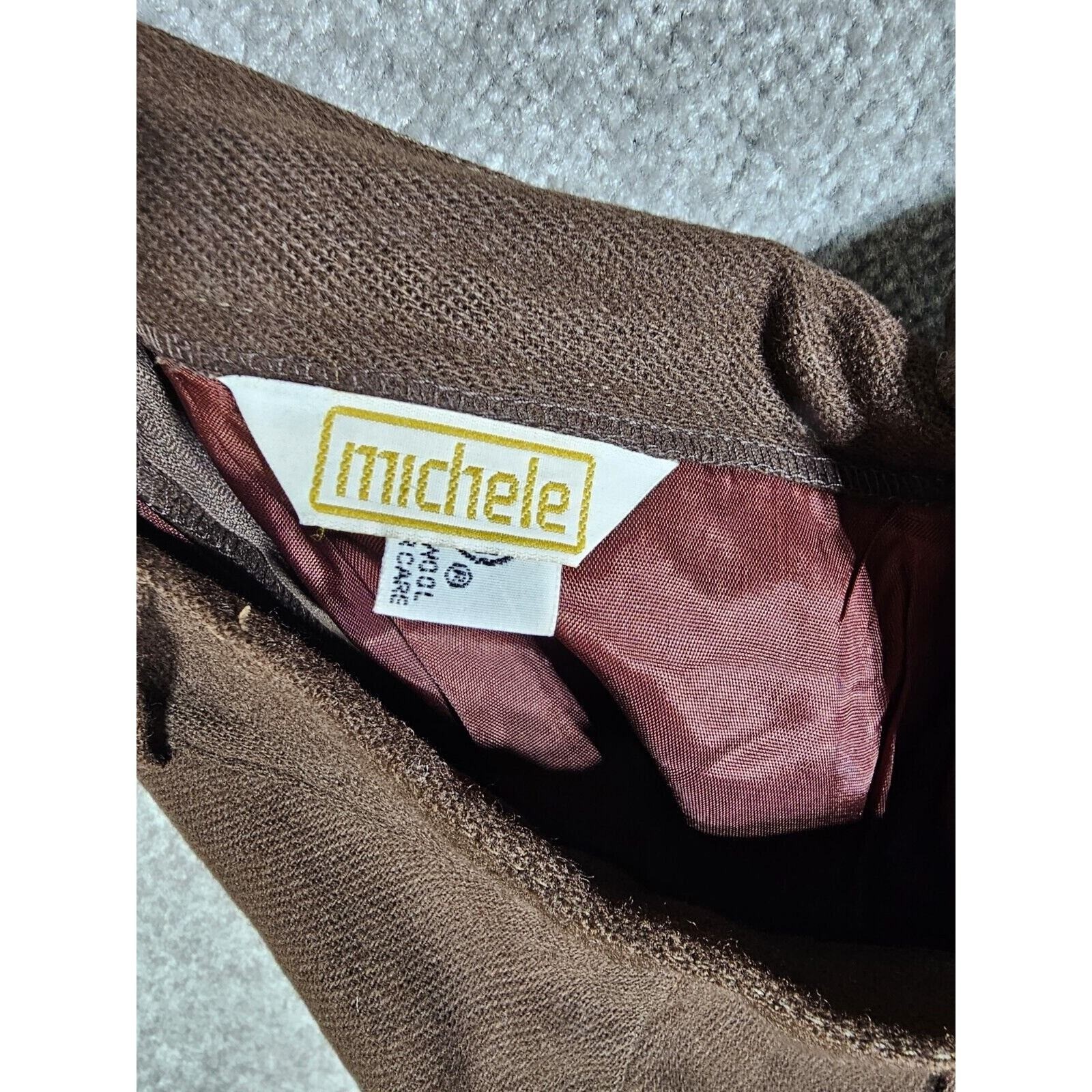 Vintage Michele Straight Maxi Skirt Womens Juniors Size 13/14 Brown Wool Lined