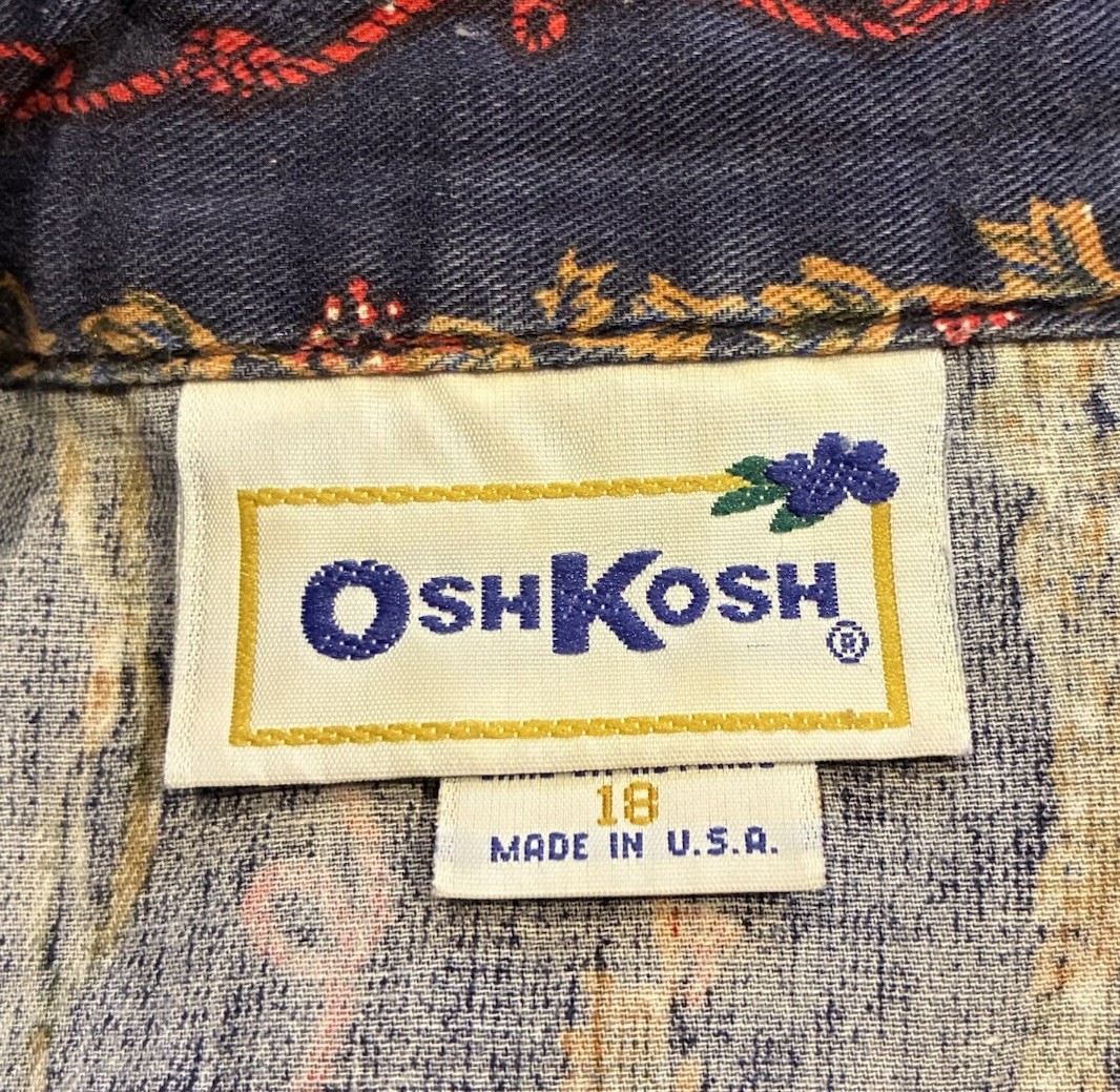 Vintage Oshkosh Women’s Size 18 Graphic Western Button Up Fish Floral Print 90s