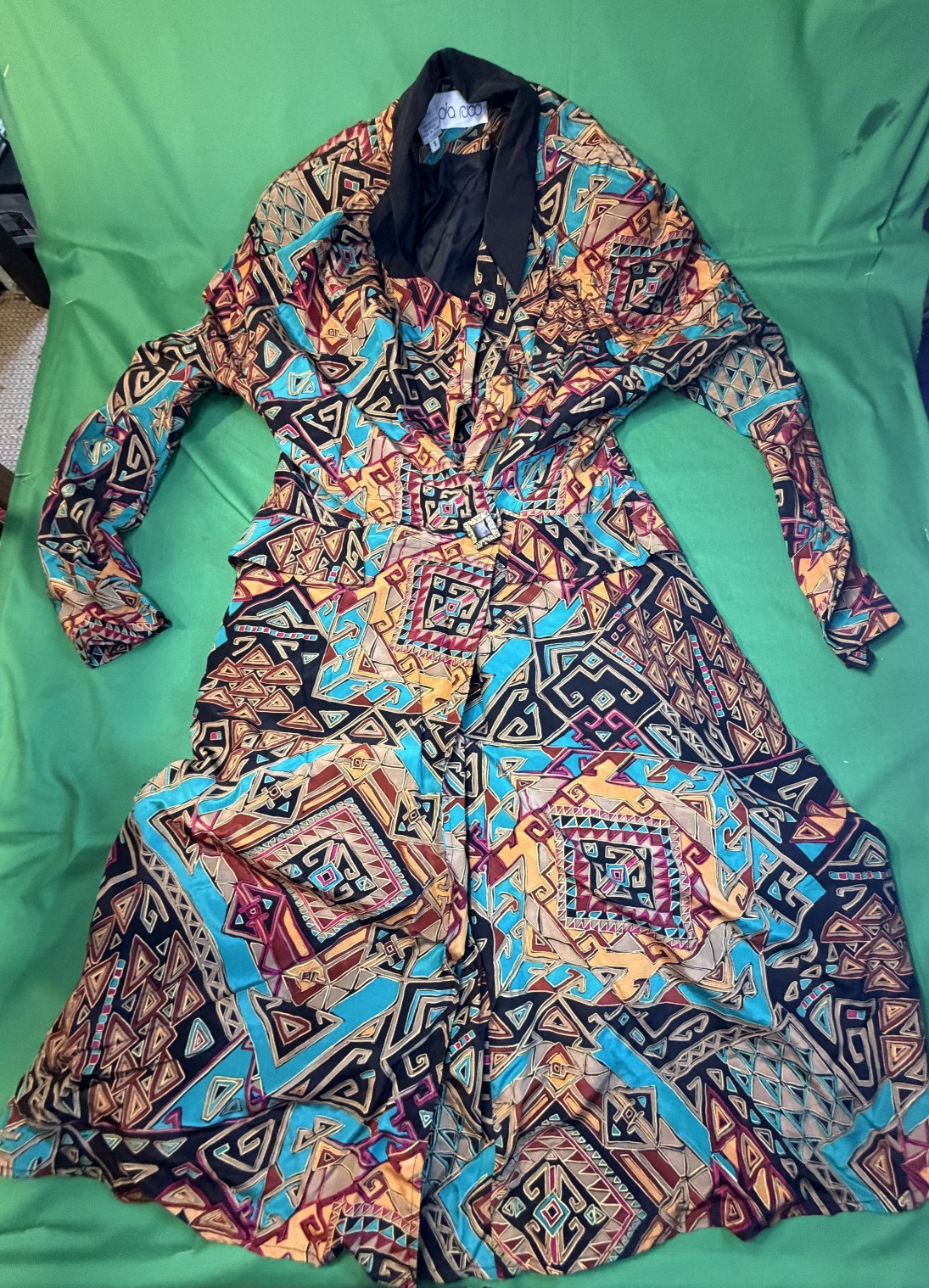 🎨 Vintage Pia Rucci Silk Dress Women’s Size 6👗 Artsy Abstract Patchwork Design