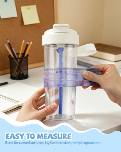 2 Pack 12 Inch Flexible Bendable Plastic Ruler, Gradient Color, Student School O