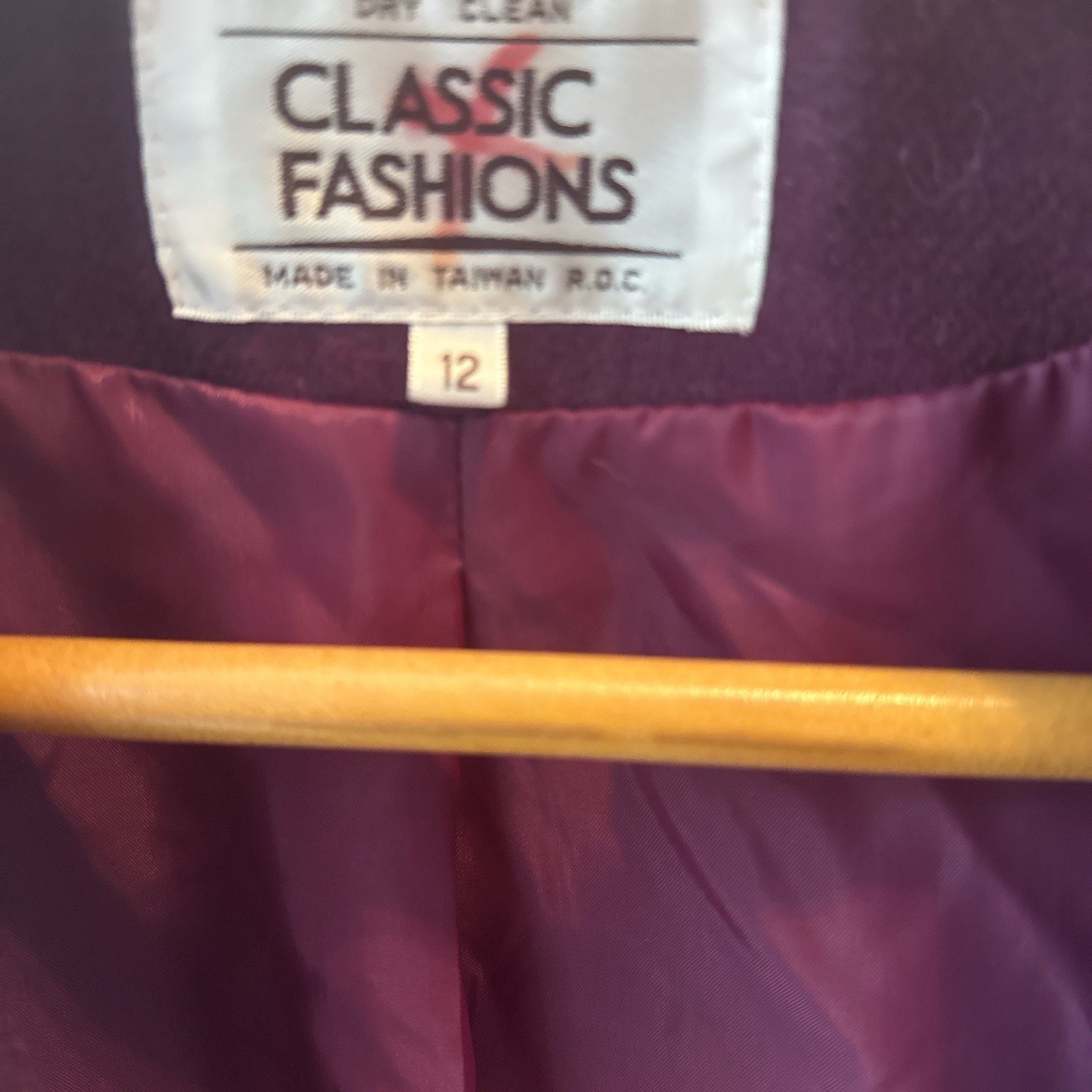 Classic Fashions Vintage Womens Purple Blazer Jacket One Button Closure Size 12