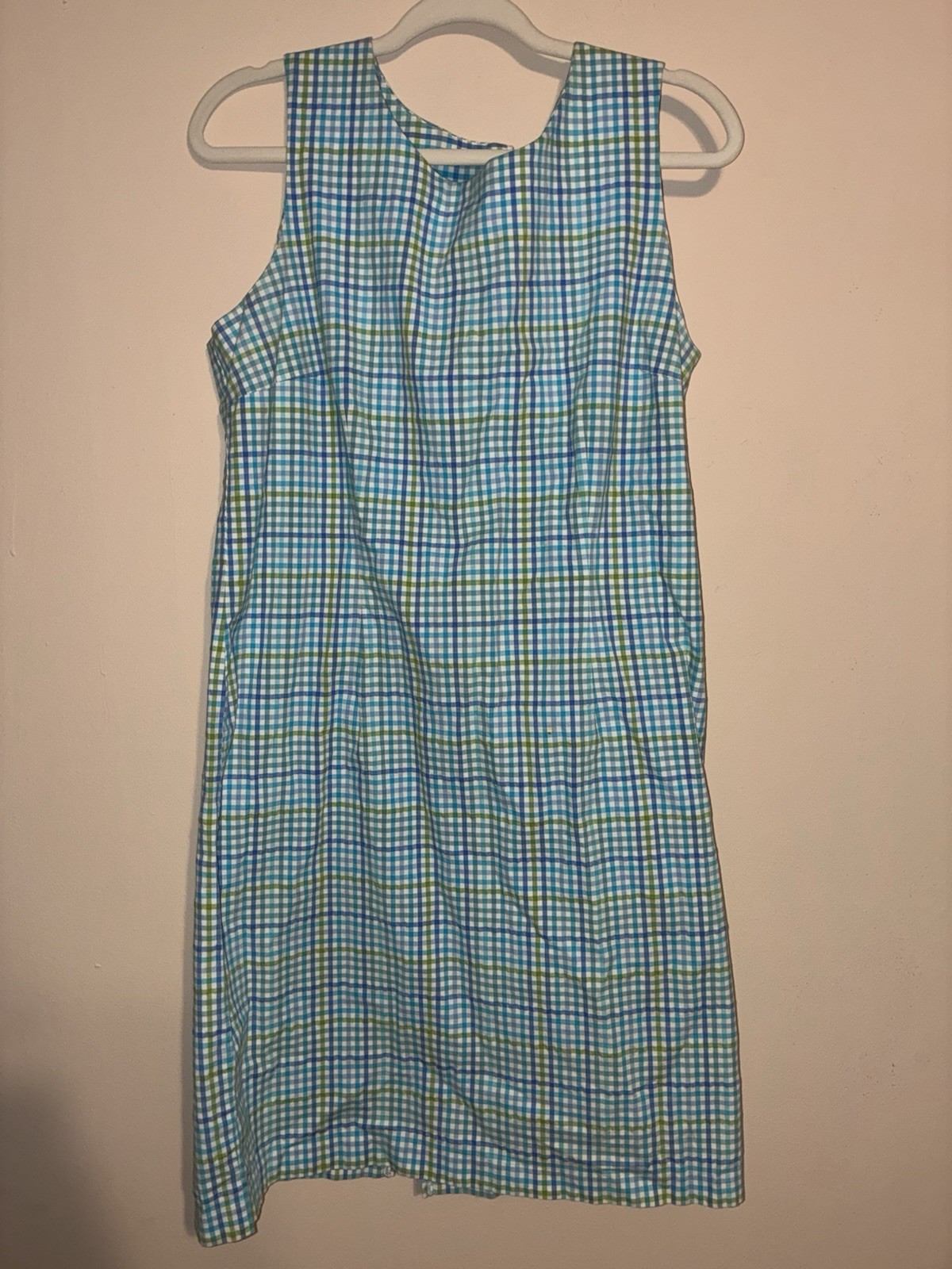 Real Comfort Vintage Blue And Green Plaid Dress Size 16