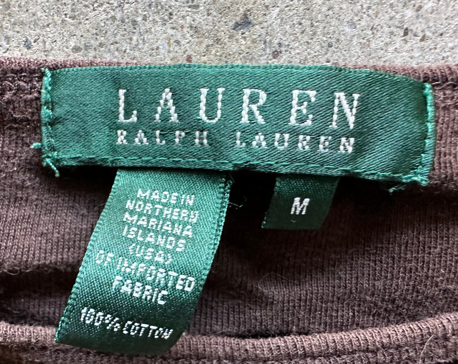 Vintage Polo Ralph Lauren Brown Imported Cotton Emblem Top Size M Made in USA
