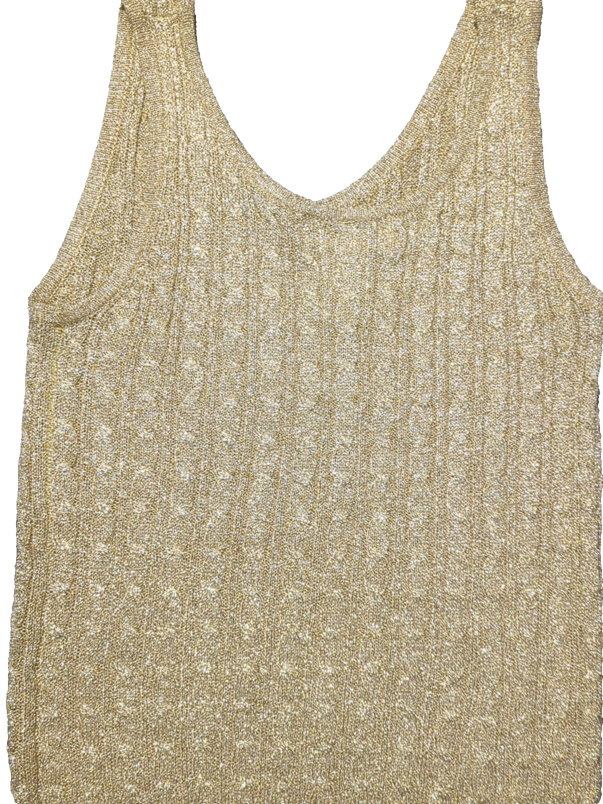 Effeci Large Gold Ribbed Tank Top Sweater Lightweight Disco/Rave 70’s-80’s-90’s