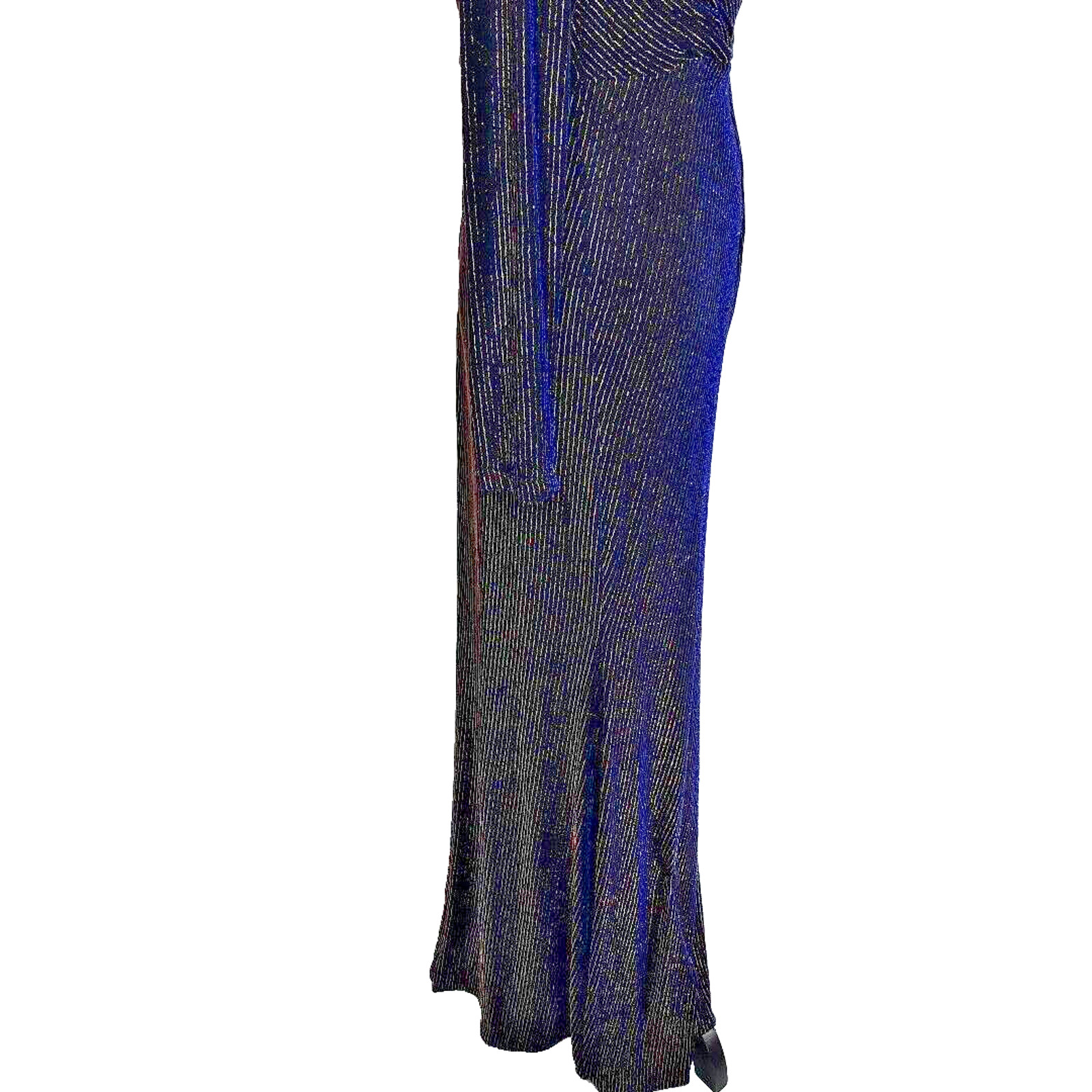 Vintage 90s Metallic Faux Wrap Maxi Dress Size 4 Black Blue Whimsigoth Event