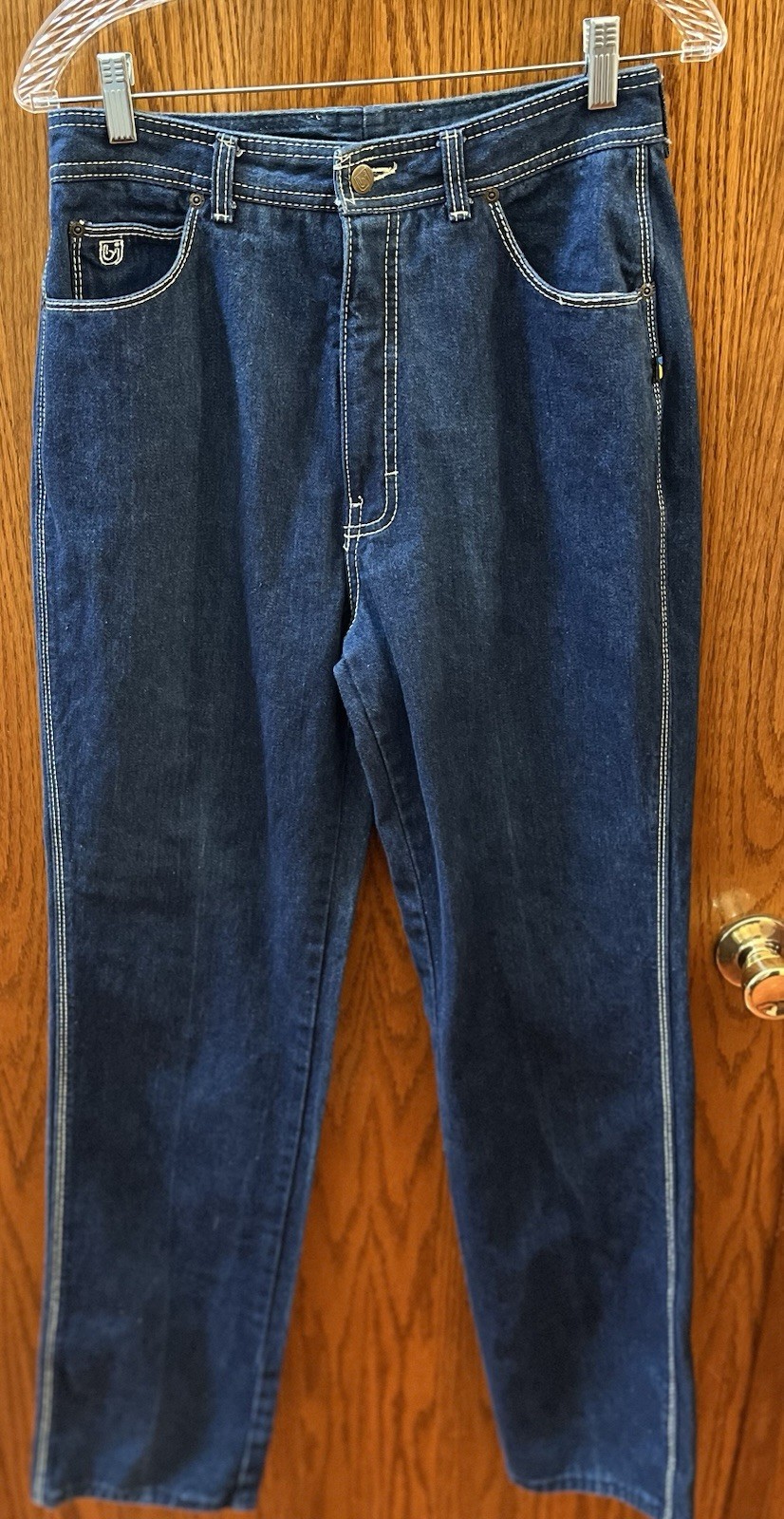 VTG Disco Bonjour Jeans Blue Denim High Waist Women’s 14 Cotton 30 x 34″ 1980’s