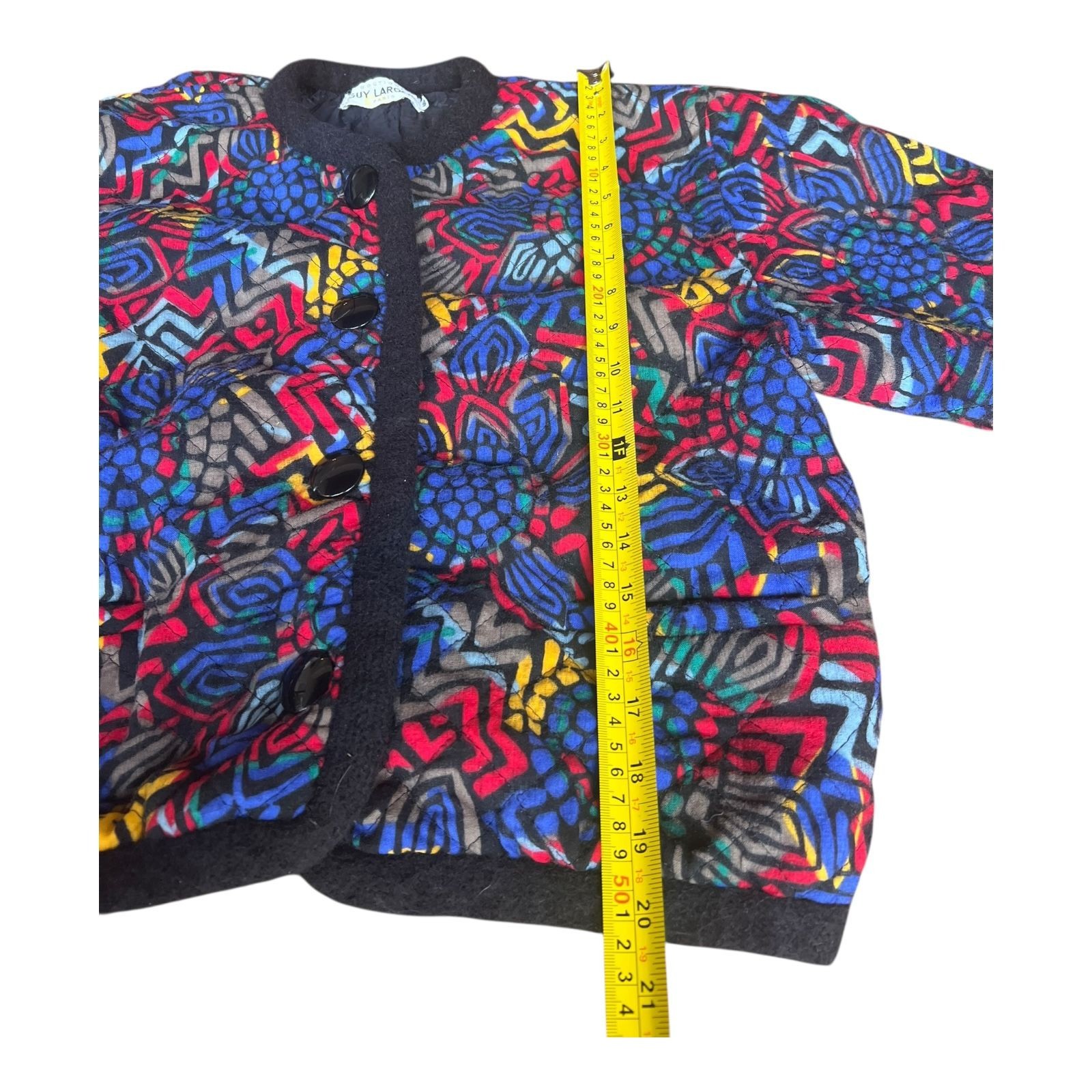Guy Laroche 1980s Multi Color Coat Vintage Wool Jacket 80s size EU40 US M