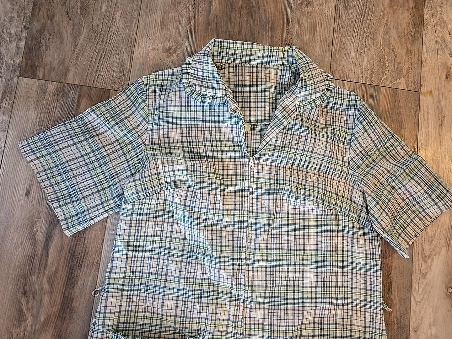 Vintage Sears Fashions Sz 16 Womens Plaid House Dress USA 60’s