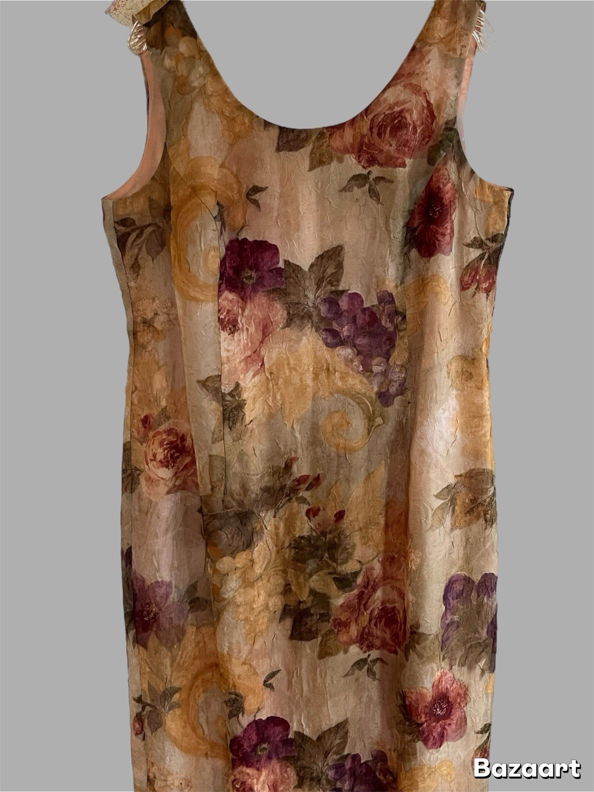 Virgo II Women’s Vintage Sheath Maxi Dress Size 14 Sleeveless Crepe Floral