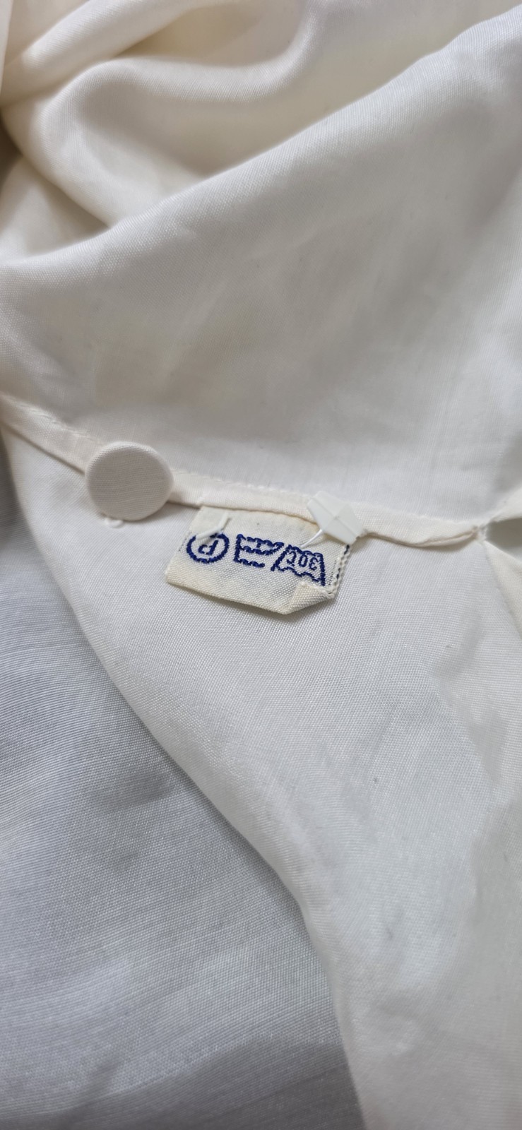 Vintage 70s Silk Hand Embroidered Cut Out Lace Blouse Boho Victorian Ivory
