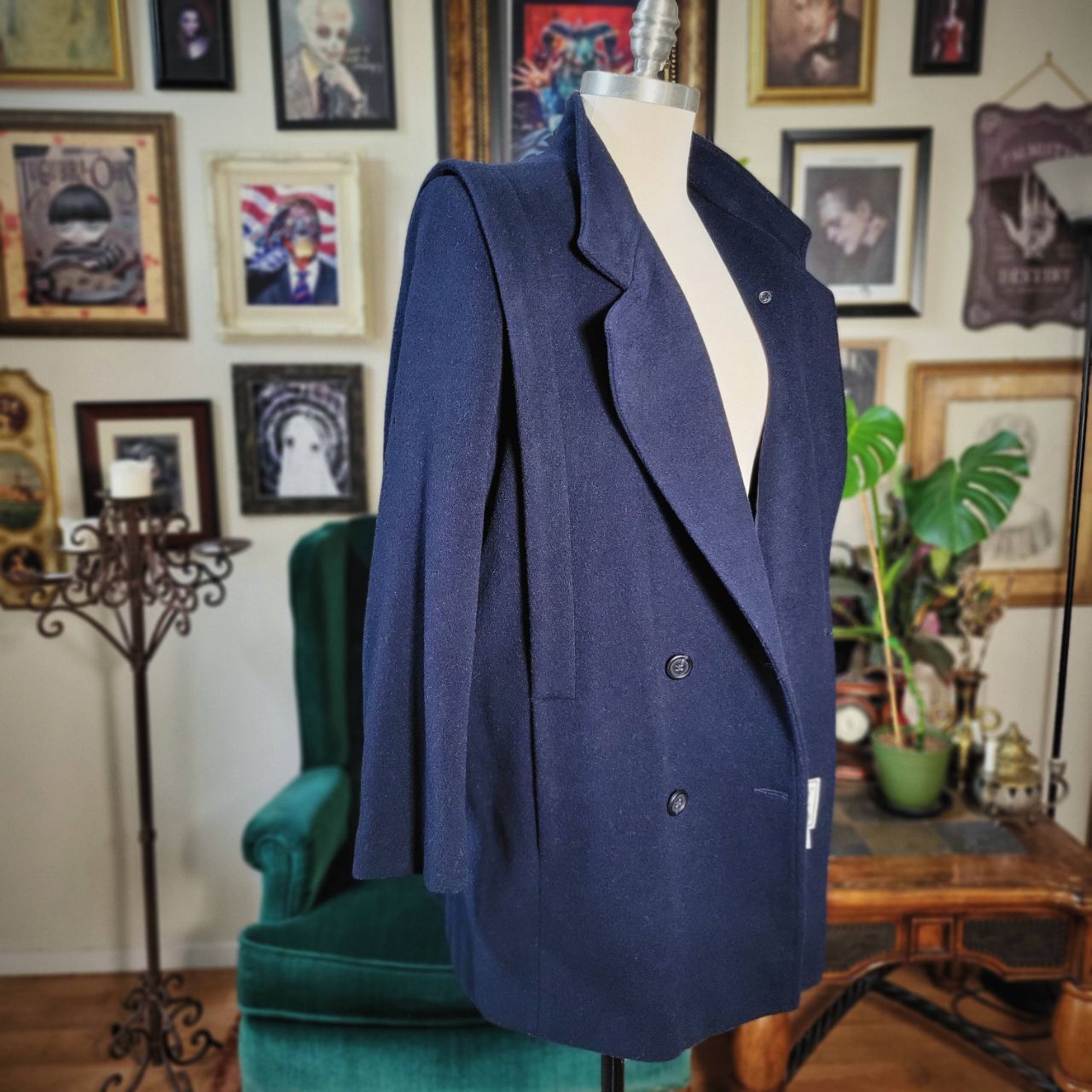 Vintage 70s PRESTON & YORK Navy Blue Coat 100% Wool Forstman – Medium