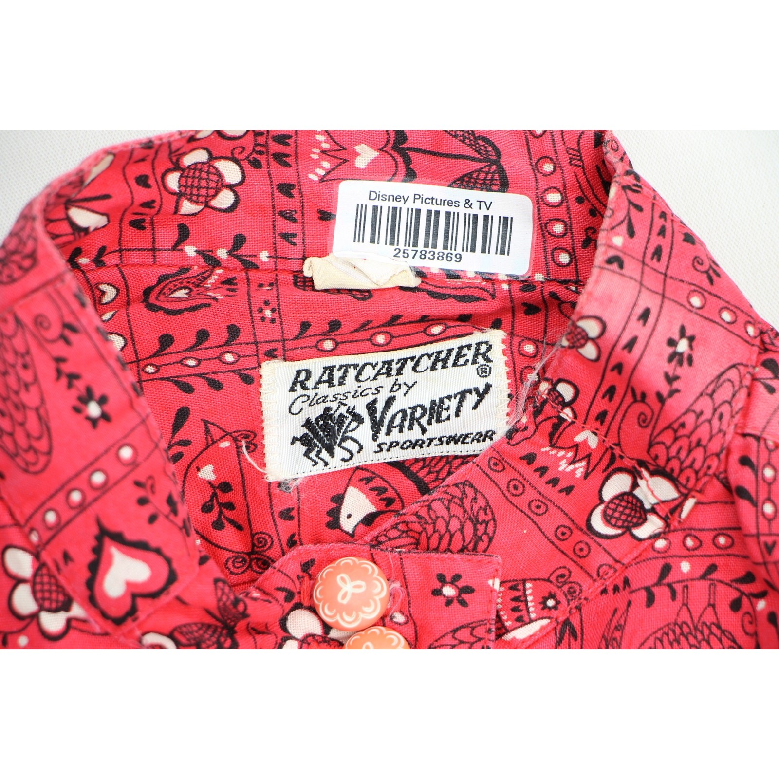 Vintage Ratcatcher Disney Pictures TV Wardrobe Prop Folk Art Floral Heart Shirt