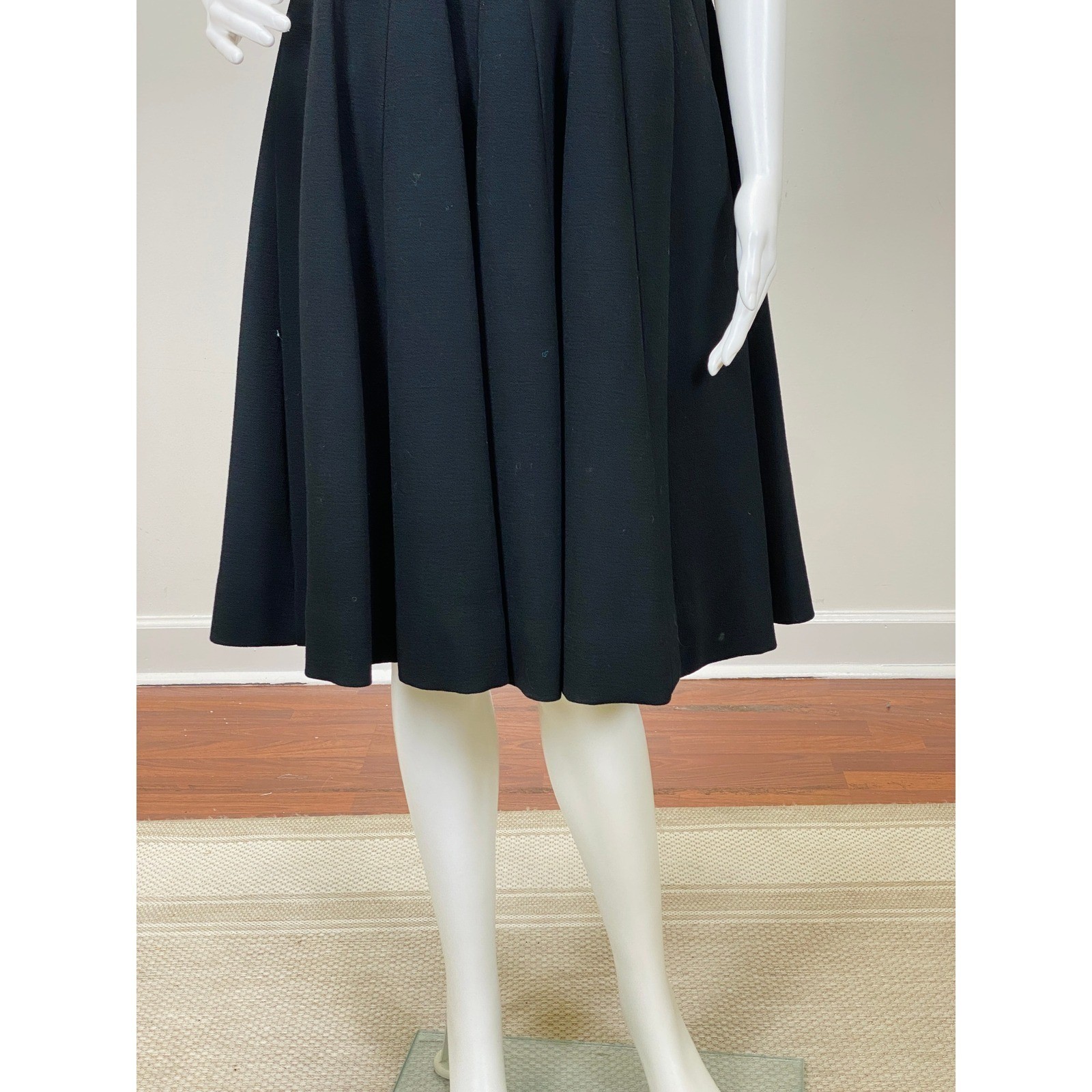 Vintage 1960s Norman Norell Dress Black A-Line Princess Seams Short Sleeve