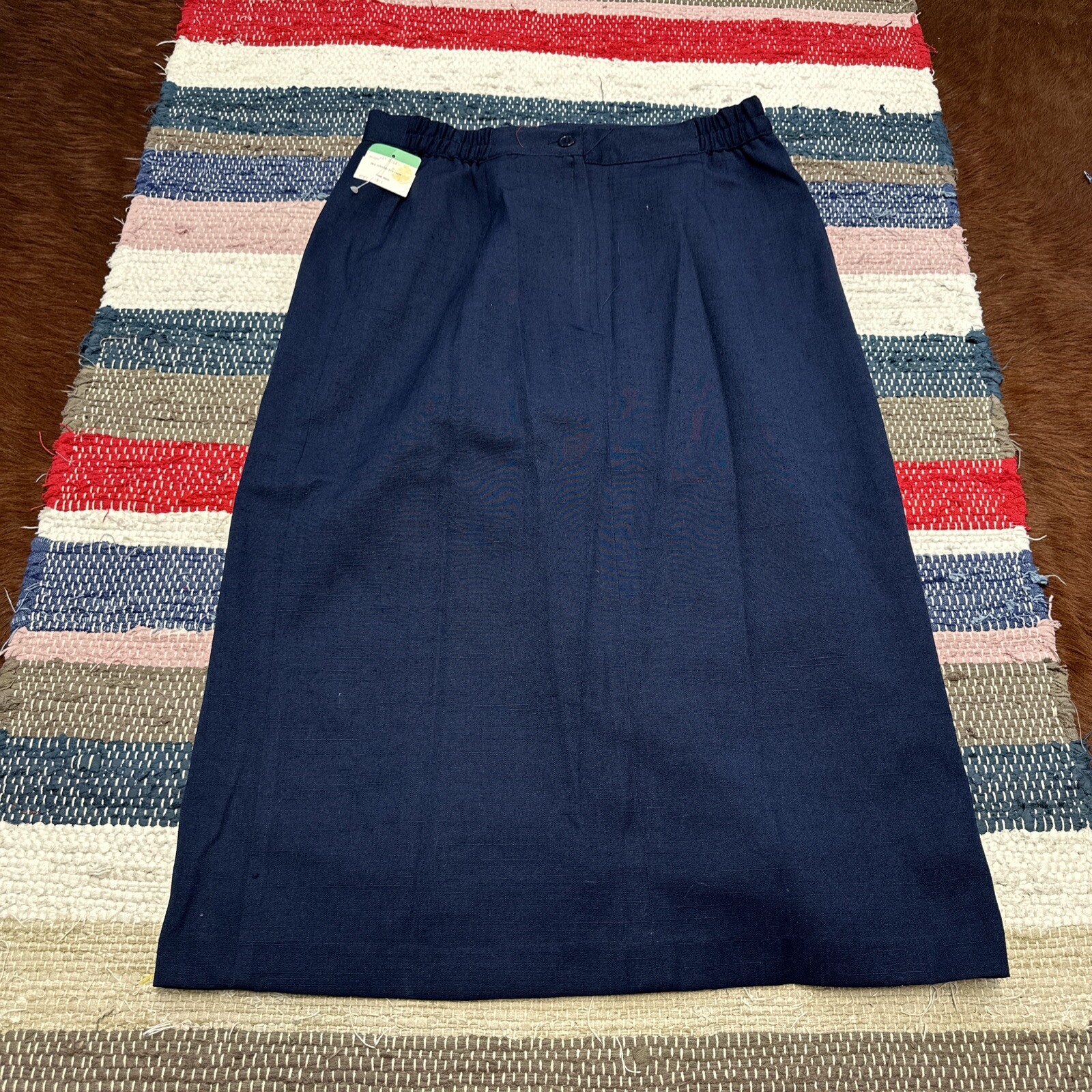 NEW NOS Vintage Katie Brooke Navy Blue Pencil Skirt Gold Buttons 28×28″ 1980s