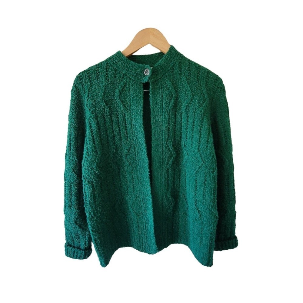 Objectives Vintage Cardigan Green Shaw Sweater LARGE