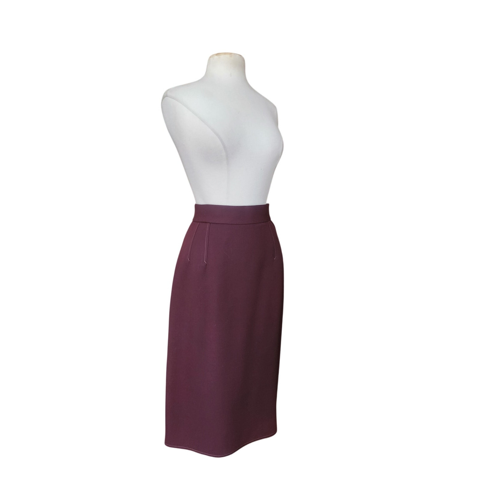 VTG 80s CHLOE Karl Lagerfeld Skirt Midi Oxblood Burgundy Red Wool Marshall Field