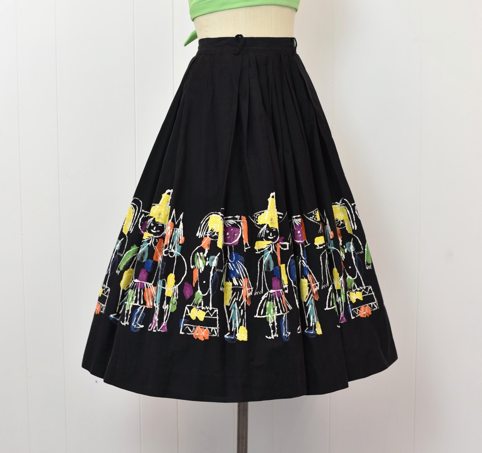 Vintage 1950s 1953 AAA Novelty Print Circus Days Hans Moller Cotton Pinup Skirt