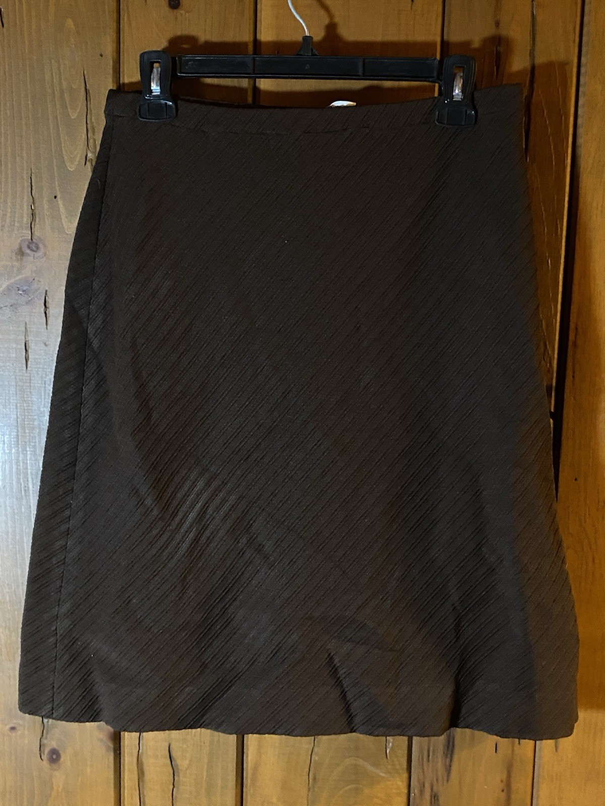 Vtg 60s 70s Kingsley Brown Diagonal Rib Knit A-Line Skirt Union Made