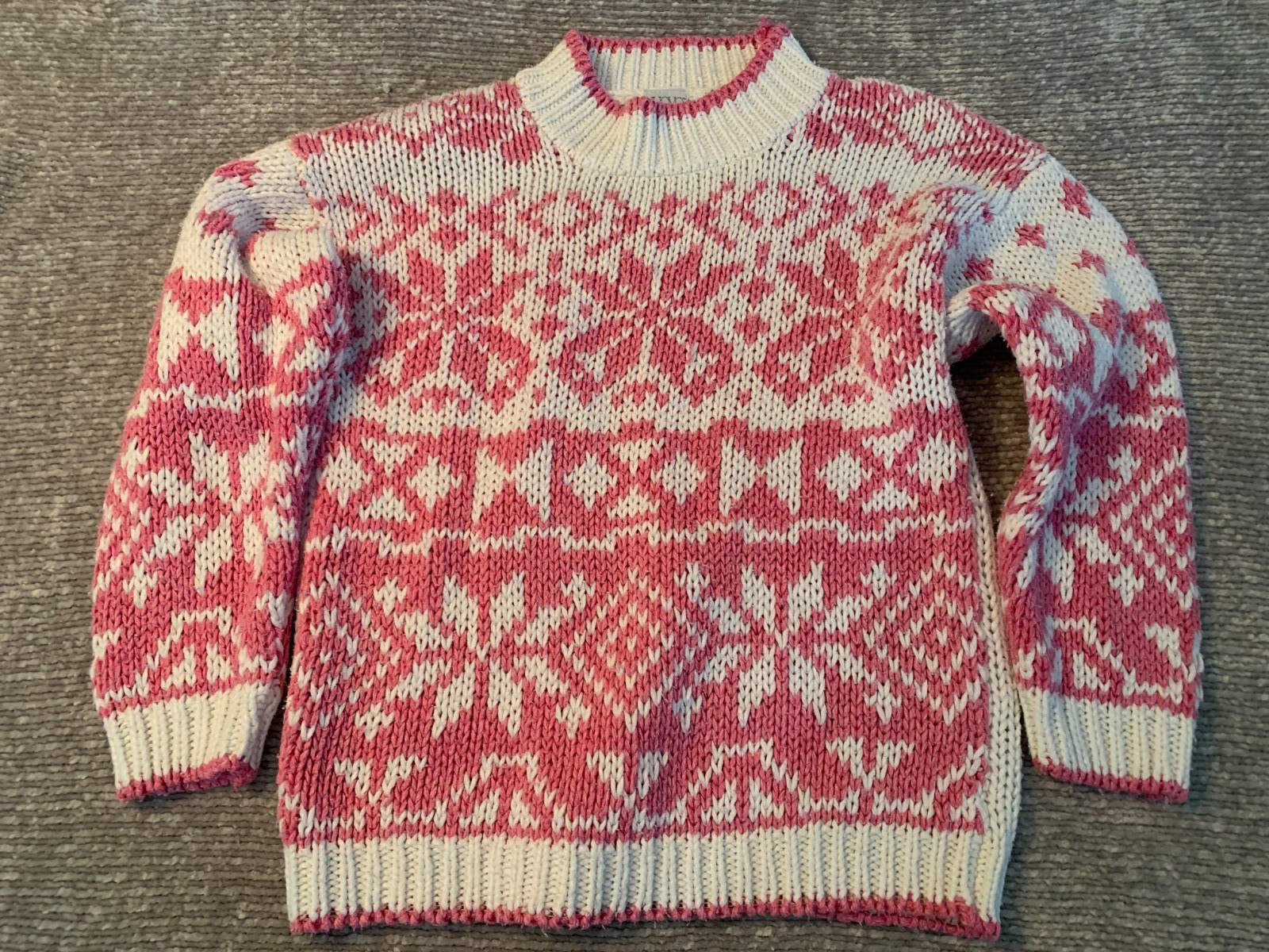 Vtg 80’s Nuovo Industriale Women’s Medium Pink and White Sweater