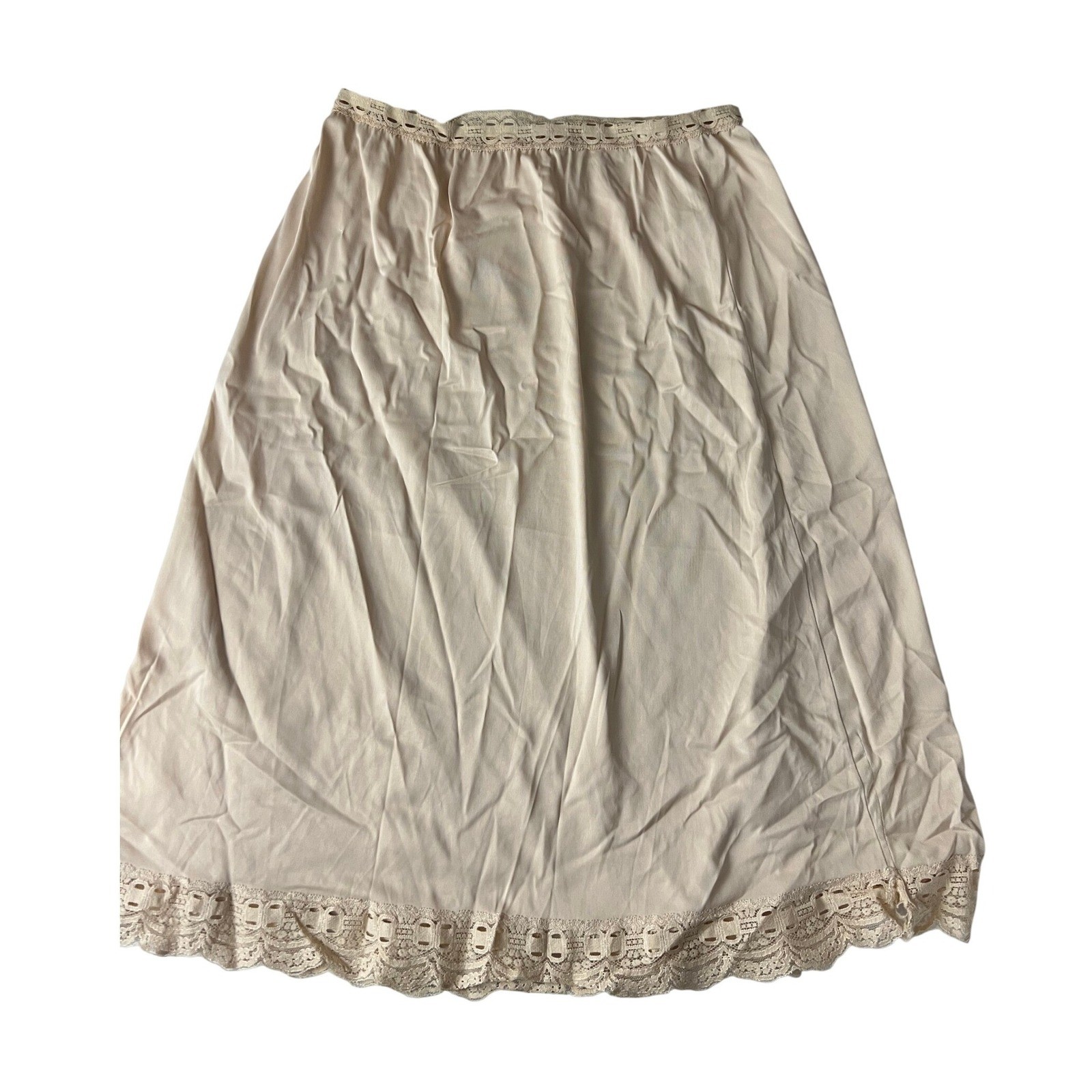 Olga Half Slip Skirt Womens Size S Beige Vintage Lace Trim Style 963T