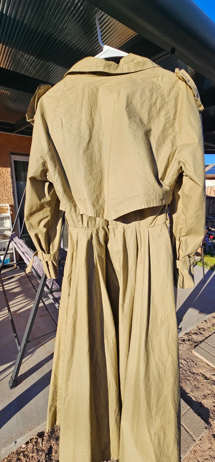 VINTAGE Rare Omo Norma Kamali Khaki Trench Coat/ Dress Size 4 Pre-owned