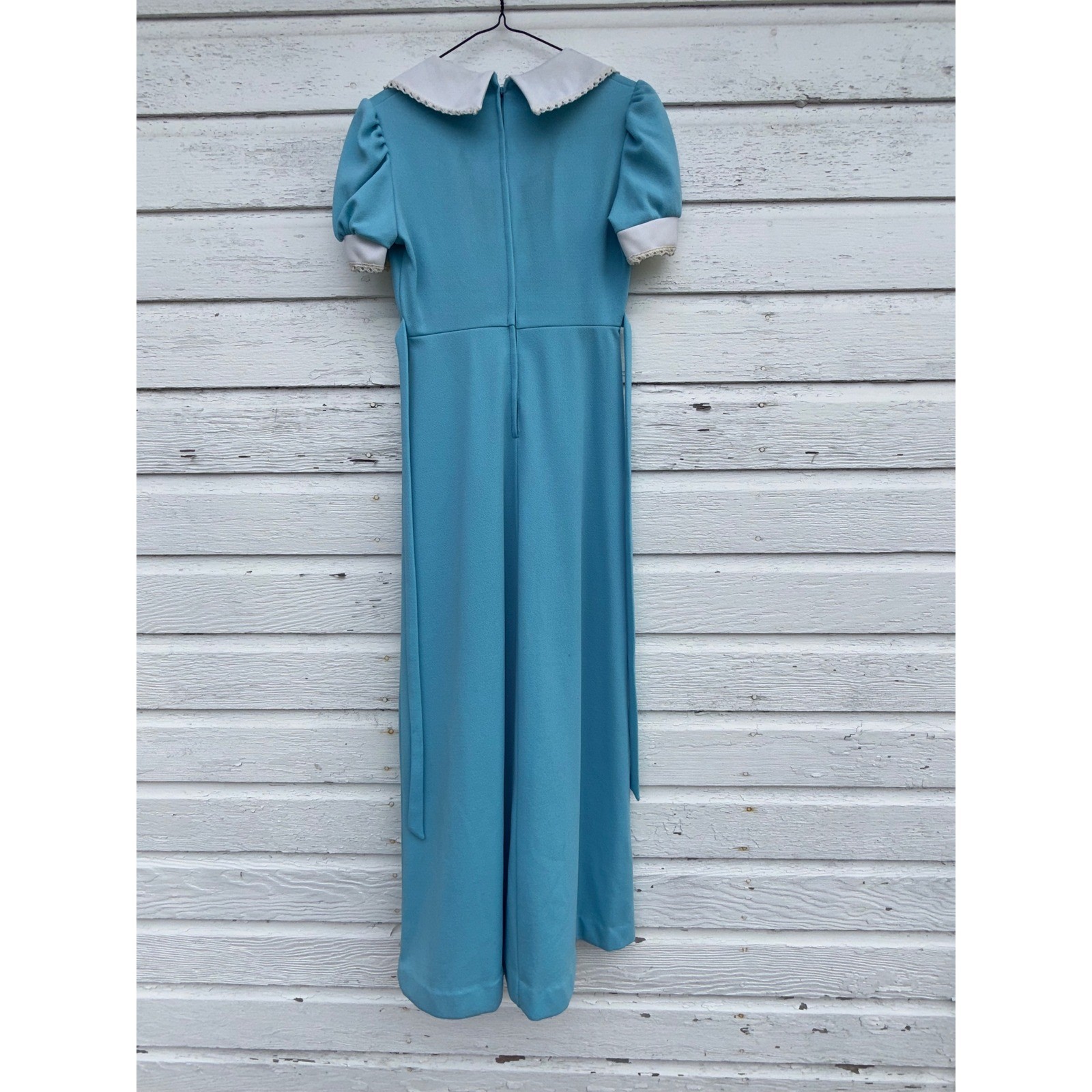 JCPenney Fashions Maxi Dress Woman’s Size 9 Blue Vintage Lace Collar