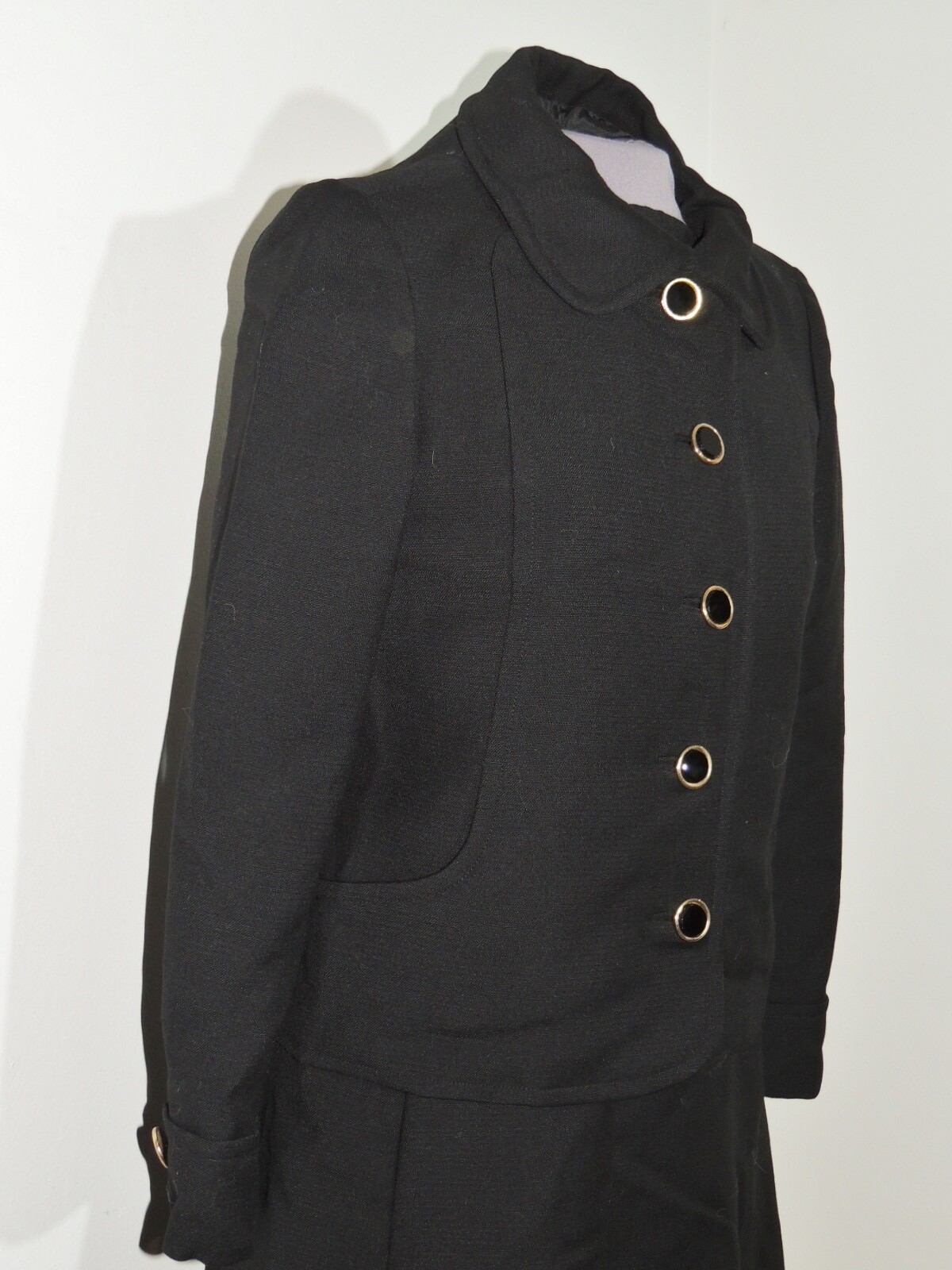 1960’s Originala Black Wool blend Dress w Jacket MED