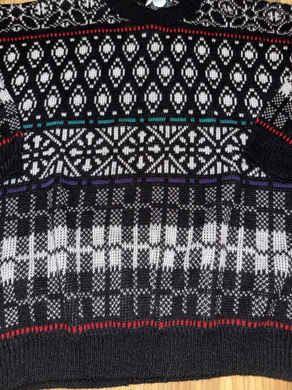VTG 80’s Cheryl Mills Women’s Sweater Knit USA Coogi Style Fairy Isle Grandpa