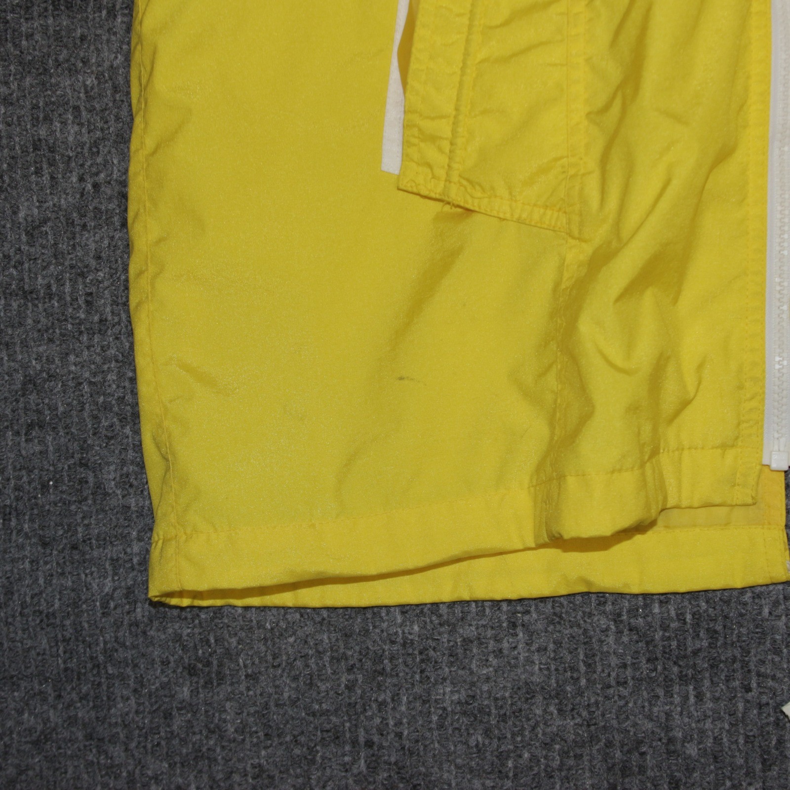J Gallery Windbreaker Jacket Women M Yellow Hooded Lace Up Mariner Shoulder Pads