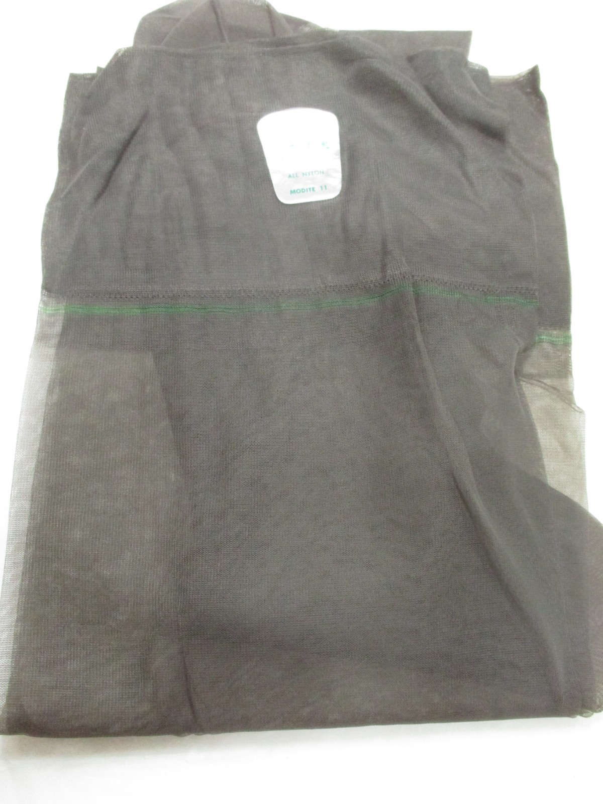 1PR VINTAGE BELLE SHARMEER RHT SHEER SHINY FLAT KNIT NYLON STOCKINGS 11 MED GRAY