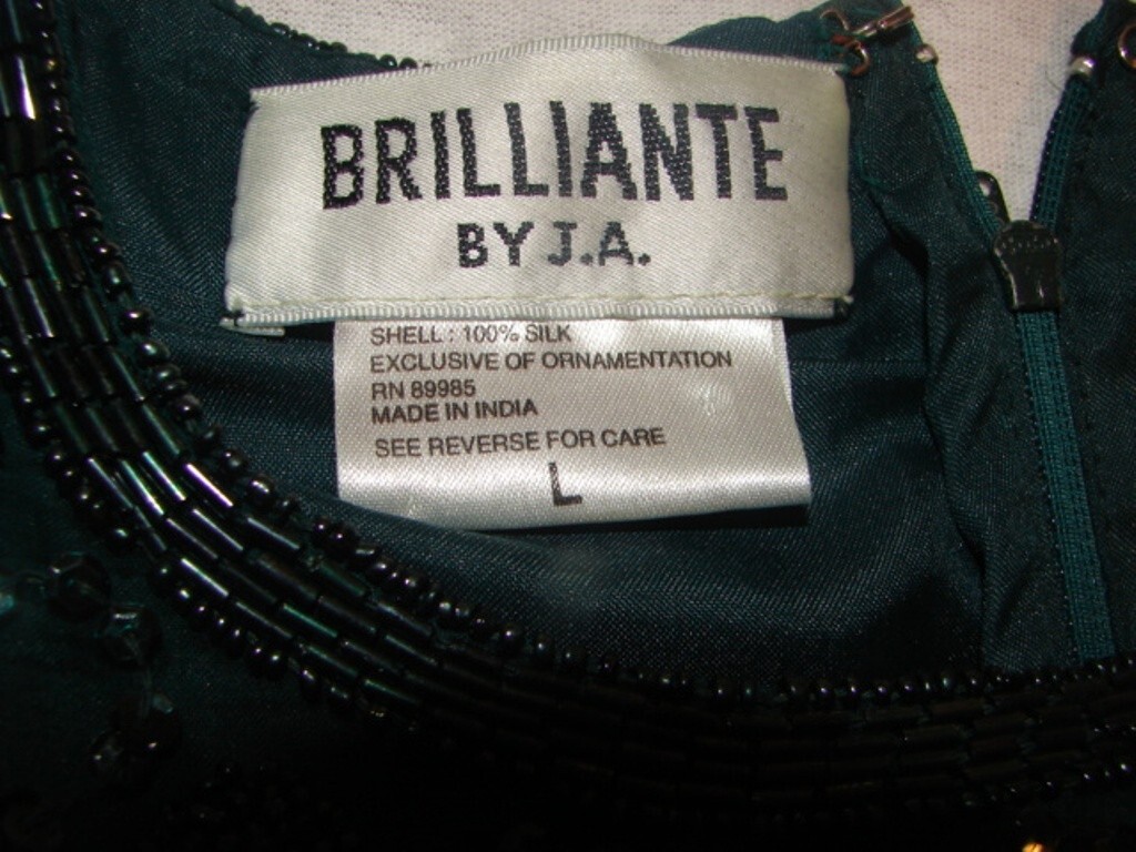 Vintage Brilliante by J.A. Beaded Dress Size L 100% Silk