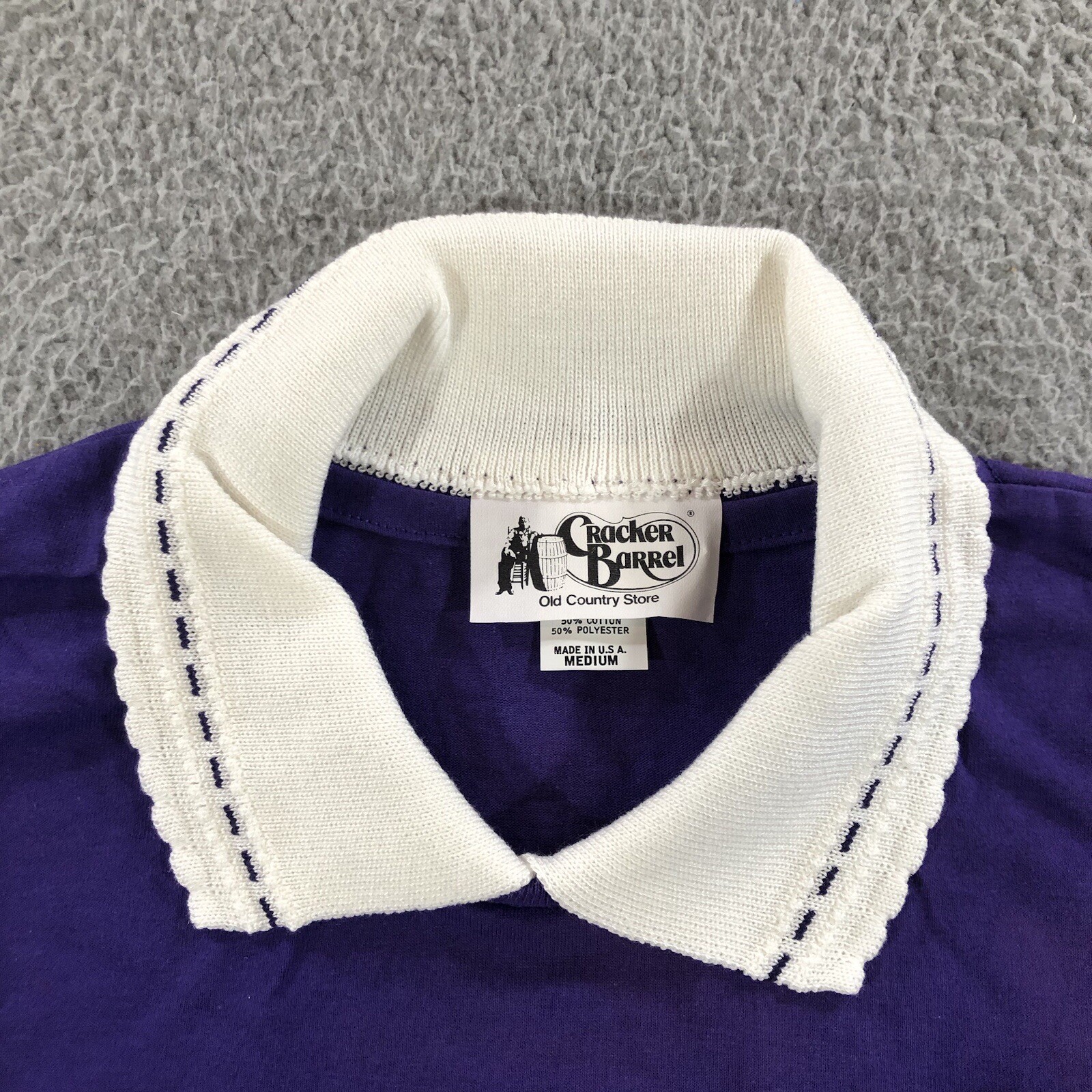 vtg Cracker Barrel T Shirt Women’s M Purple Lace Collar Pansies Flower Single