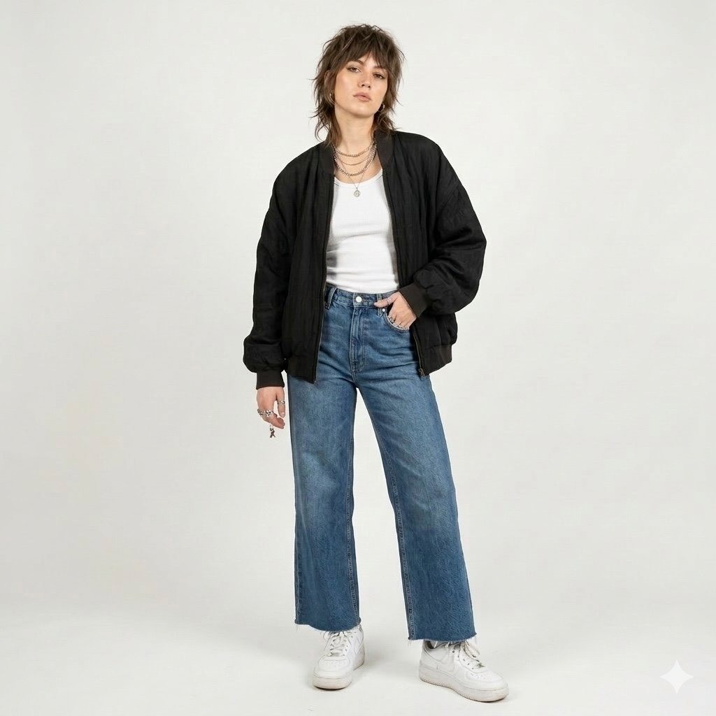 Rare Vintage 100% Silk Women’s Black Bomber Jacket – Oblisk Medium