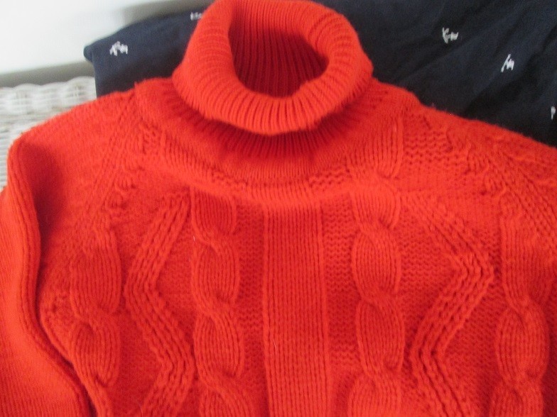 Vintage Chunky Orange Ladies Fisherman’s Sweater 1970s-1980s Acrylic Size L