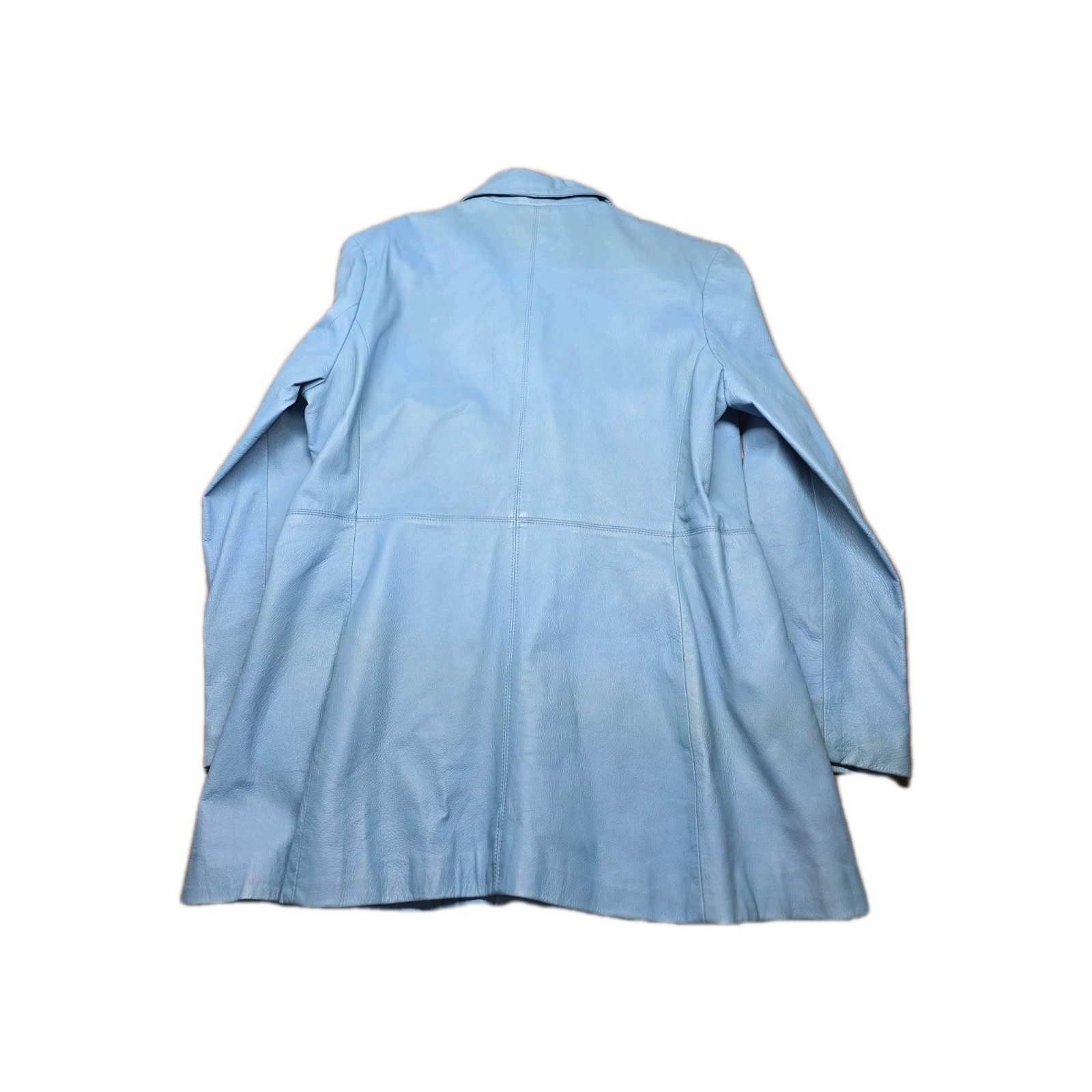 Vintage Newport News Styleworks Womens Blue Leather Blazer Jacket Size 16