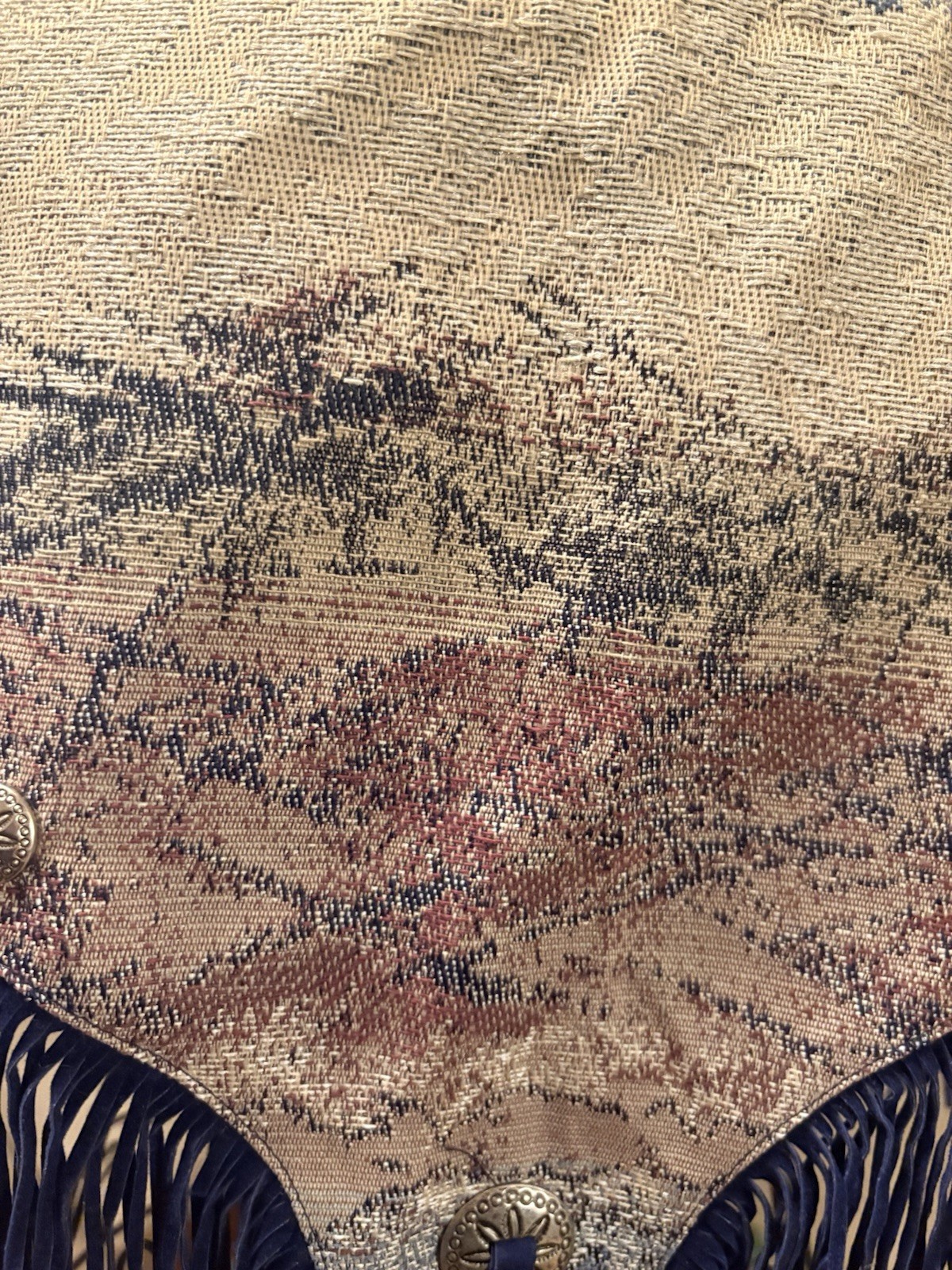 Vintage Western Collection Fringe Tapestry Shawl Size M Aztec Southwest Cowgirl