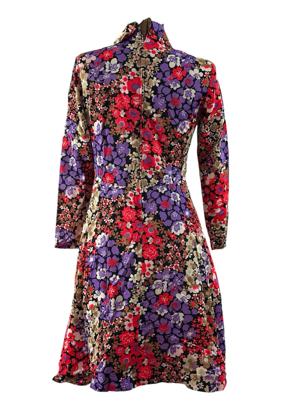 1970’s Flower Print Long Sleeve Button Dress by Avalon Classics Inc.