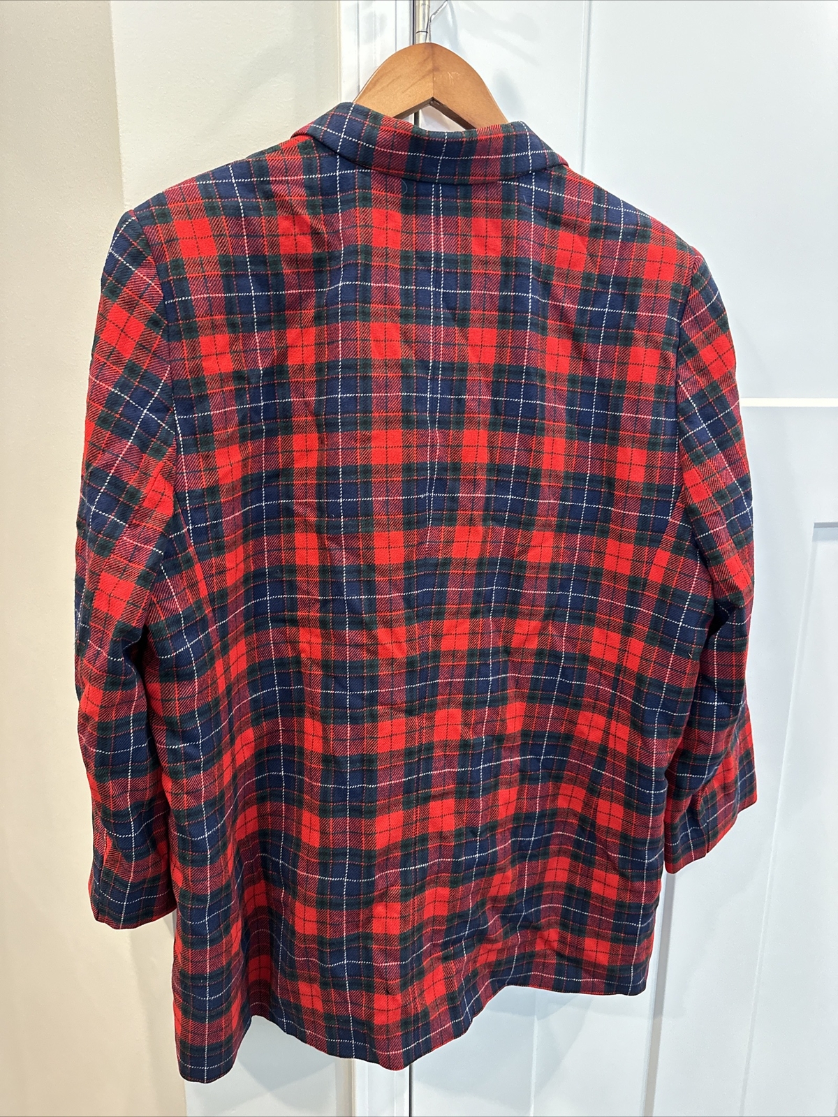 Vintage Pendleton Virgin Wool Plaid Blazer 23” Chest Shoulder Pads Red Pockets