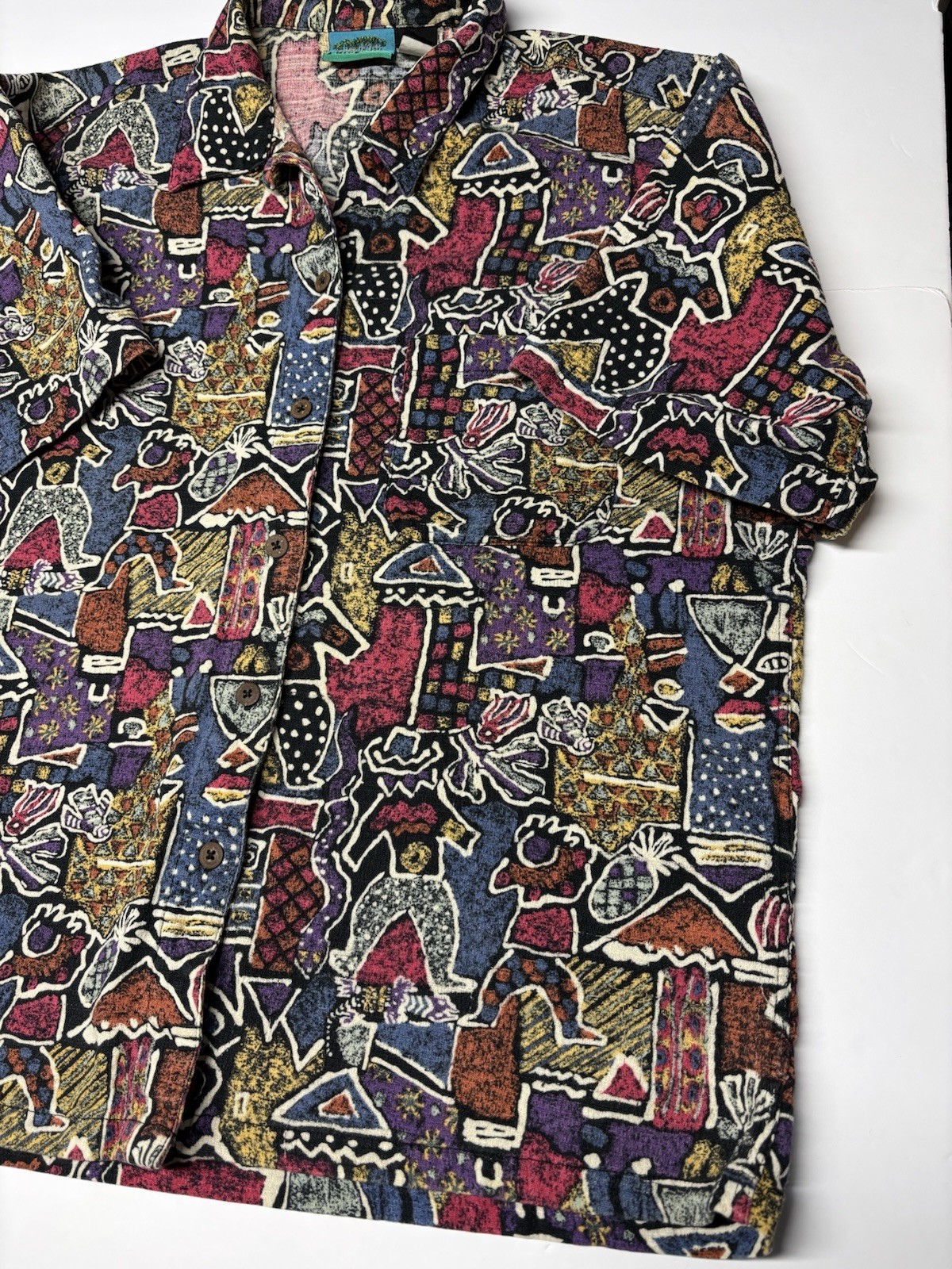 ✅ Vintage Women’s Large Patagonia Aztec Hawaiian Button Up Short Sleeve Shirt