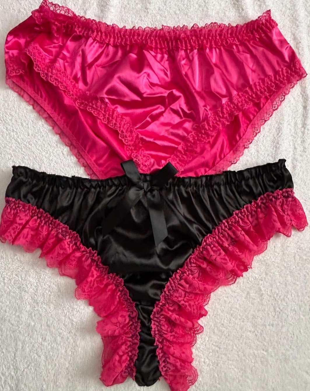 New 2 Piece Retro Sissy Satin Lingerie Set. Size XL